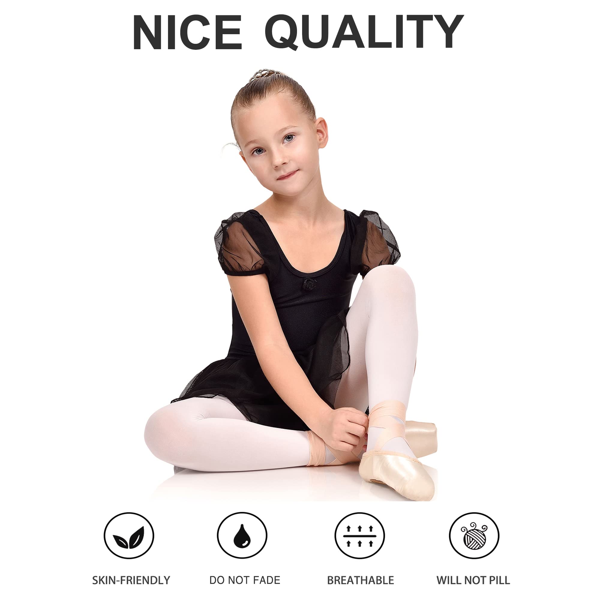 DOOVID Toddler Girls Dance Tights - Ballet Elastic Footed Stockings for School Uniform & Performance - Soft Stretchy Leggings for Ballet Class, Recital, and Dance Practice