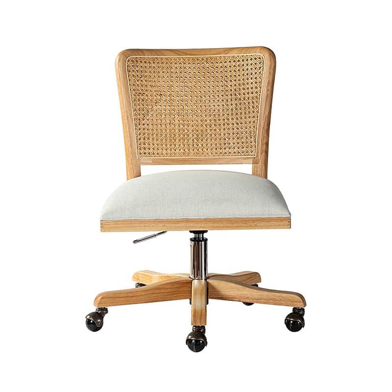 Blanca Cane Task Vanity Table Chair - Elegant White Accent Chair for Dressing Room, Bedroom, or Makeup Station - Perfect for Vanity, Desk, or Lounge Area