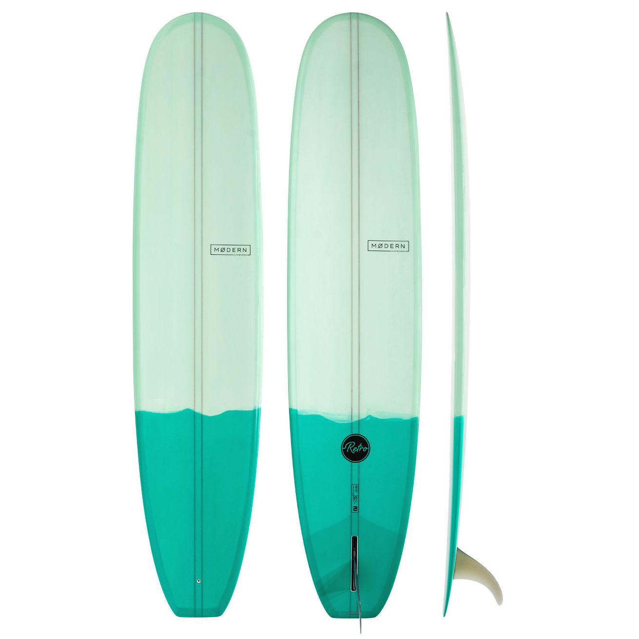 Modern Longboard Retro 9'6 PU Surfboard - Two Tone Green Design for Professional & Beginner Surfers | Perfect for Beach Waves & Coastal Cruising