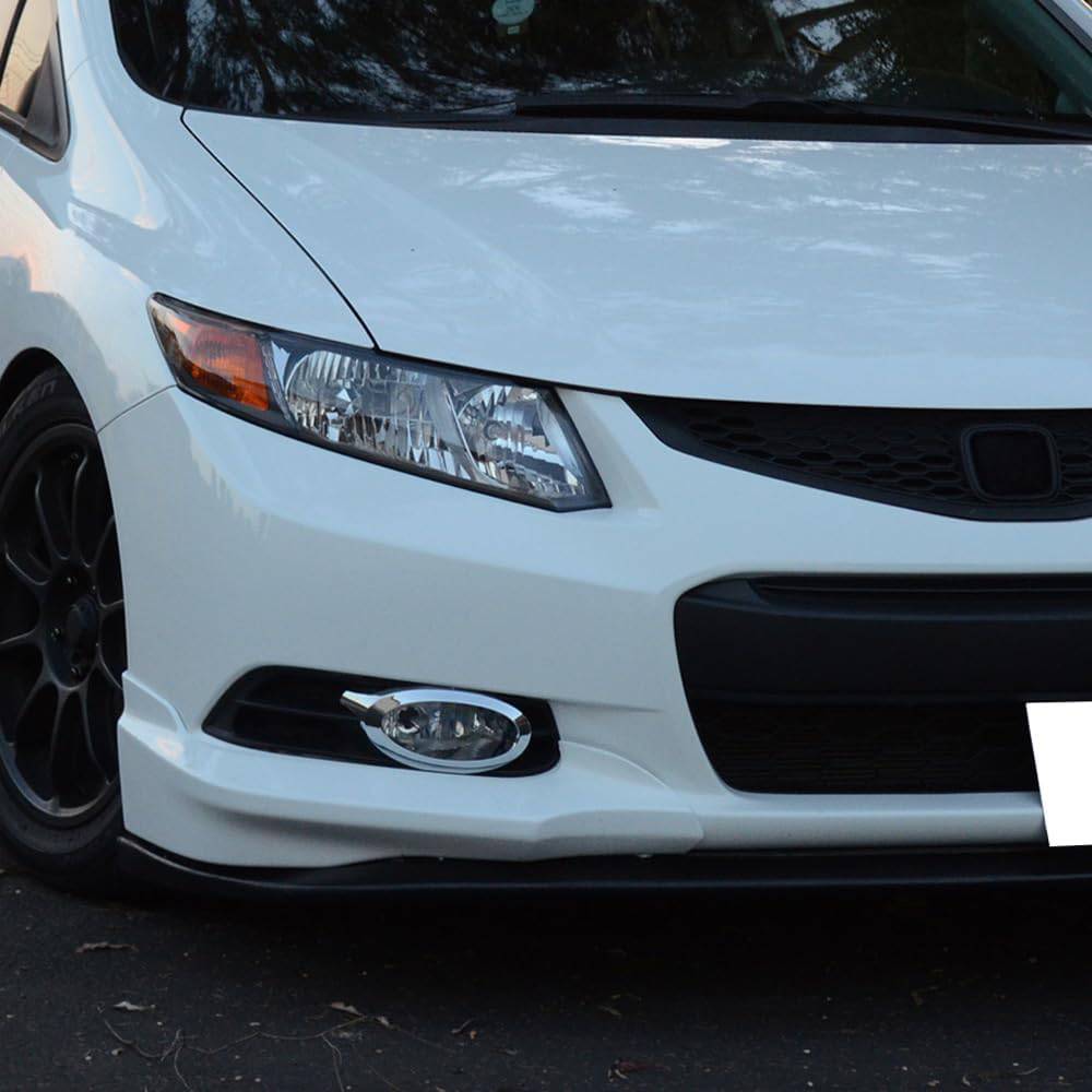 2012-2013 Honda Civic Coupe HF Front Bumper Lip - P Style 2-Piece Set Unpainted PU Material for Enhanced Aerodynamics & Sporty Look - Perfect for Car Enthusiasts & Street Racing