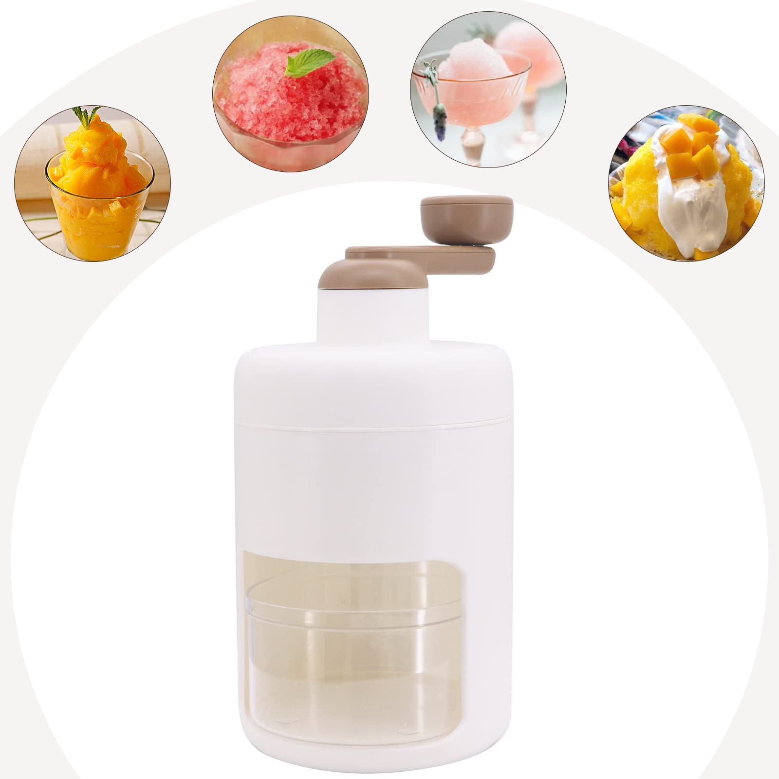 Beowanzk Manual Ice Crusher & Smoothie Maker - Portable Snow Cone & Slushie Machine for Home, BPA Free (White) - Perfect for Cocktails, Parties, and Summer Treats