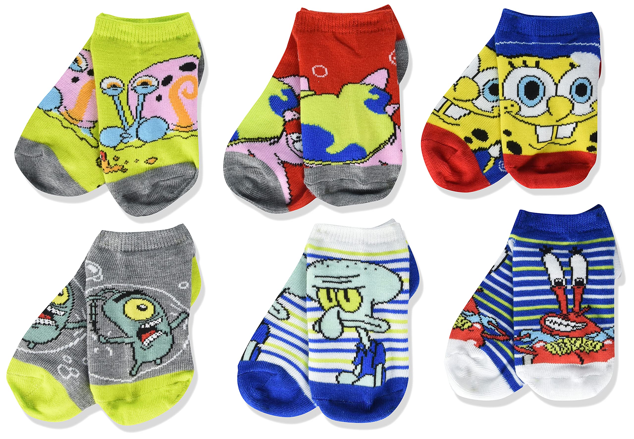 SpongeBob SquarePants No-Show Socks for Boys - Cartoon Character Ankle Socks - Perfect for School, Sports & Everyday Wear