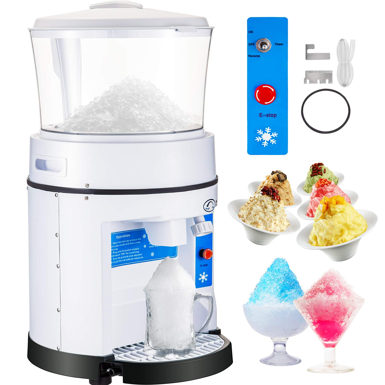 VEVOR 110V Commercial Ice Shaver Crusher Machine - 1100LBS/H Capacity with 17.6LBS Hopper, 350W Electric Snow Cone Maker for Shaved Ice, 320 RPM - Perfect for Parties, Events, Snack Bars & Home Use