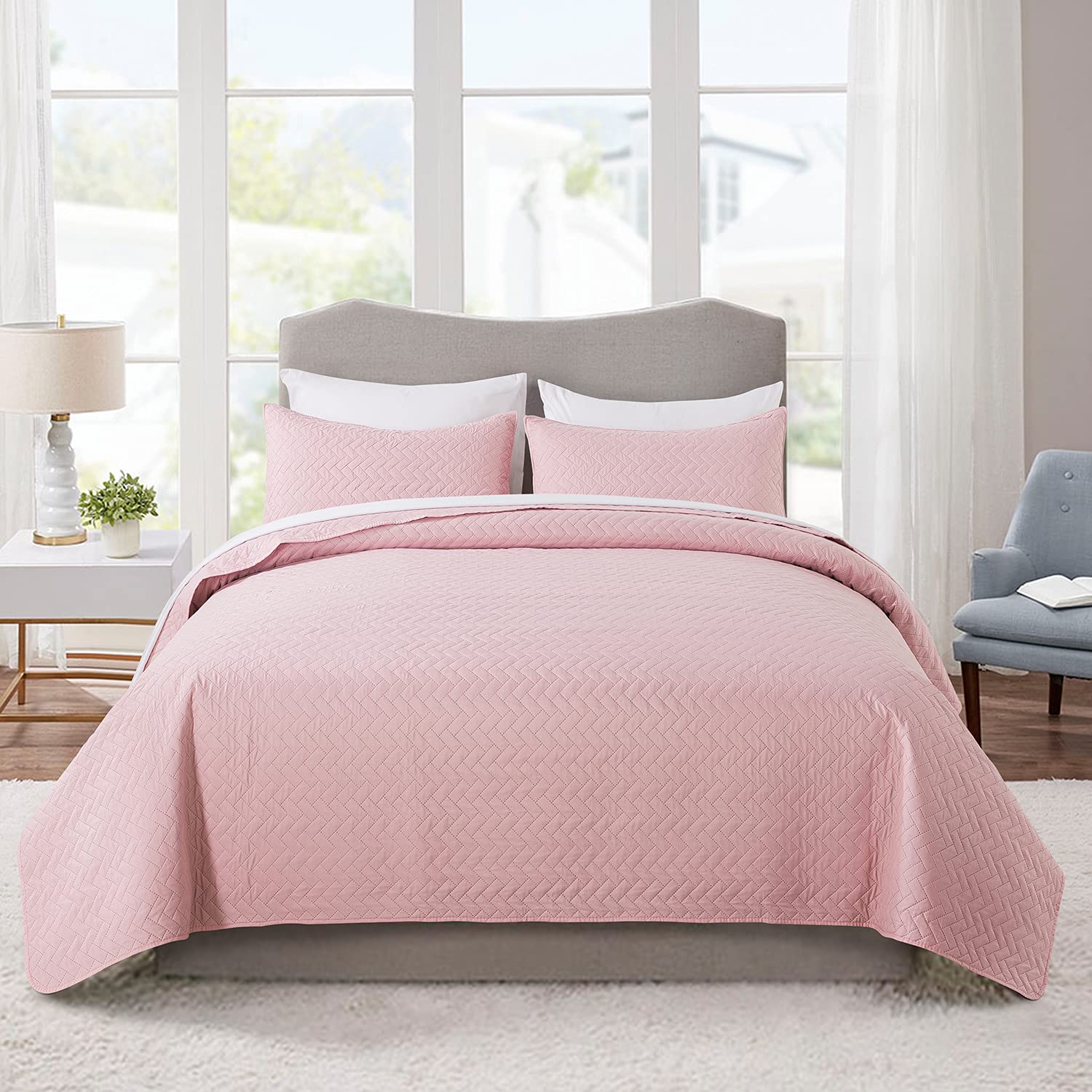 MERRY HOME King Quilt Set - 3-Piece Lightweight Summer Bedding for Hot Sleepers (92