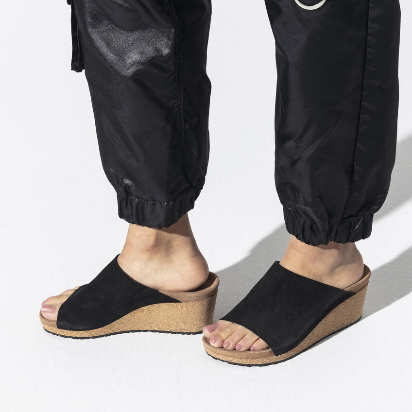 Birkenstock Papillio Namica Suede Leather Sandals for Women - Comfortable Black Slide Sandals for Casual Wear, Walking & Summer Outfits