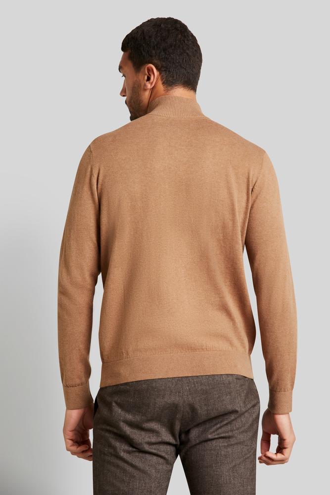 Bugatti Men's Quarter Zip Long Sleeve Sweater - Light Beige Pullover for Casual Wear & Outdoor Activities | Golf, Hiking, Office & Travel