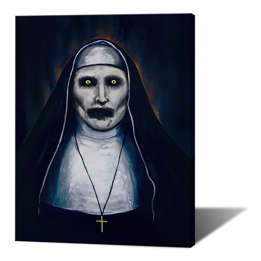 The Conjuring Mystery Nun Horror Movie Canvas Wall Art - 24x36 Inch Framed Scary Poster for Halloween, Birthday Party & Home Decor - Perfect for Bedroom, Bathroom, Living Room & Theater Room