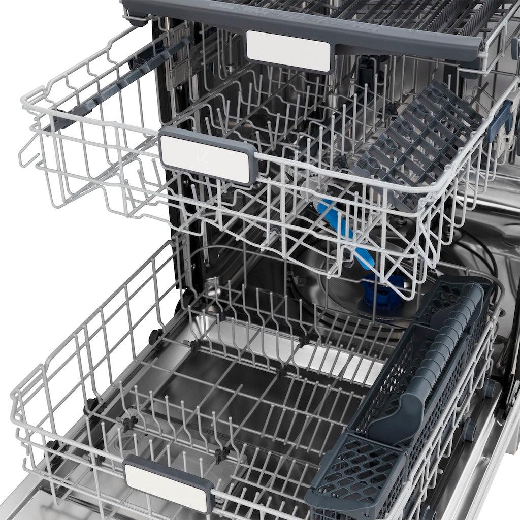 ZLINE Autograph Edition 24 Inch Black Matte Dishwasher with Champagne Bronze Handle - 3rd Rack, Top Touch Controls, 45dBA Ultra Quiet - Perfect for Modern Kitchens, Open Concept Homes & Luxury Condos (DWMTZ BLM 24 CB)