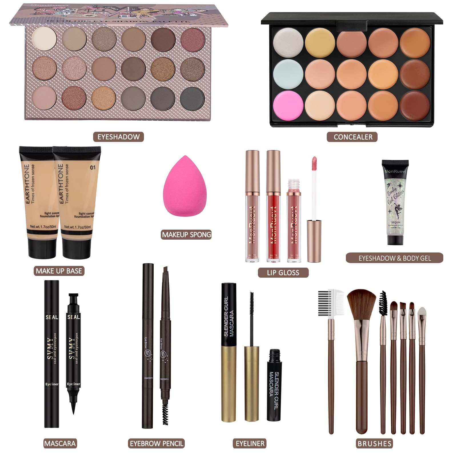 Complete Makeup Kit for Teens & Women - Eyeshadow, Primer & Cosmetics Set | Perfect Gift for Teenage Girls & Women | Ideal for Parties, Prom & Everyday Use