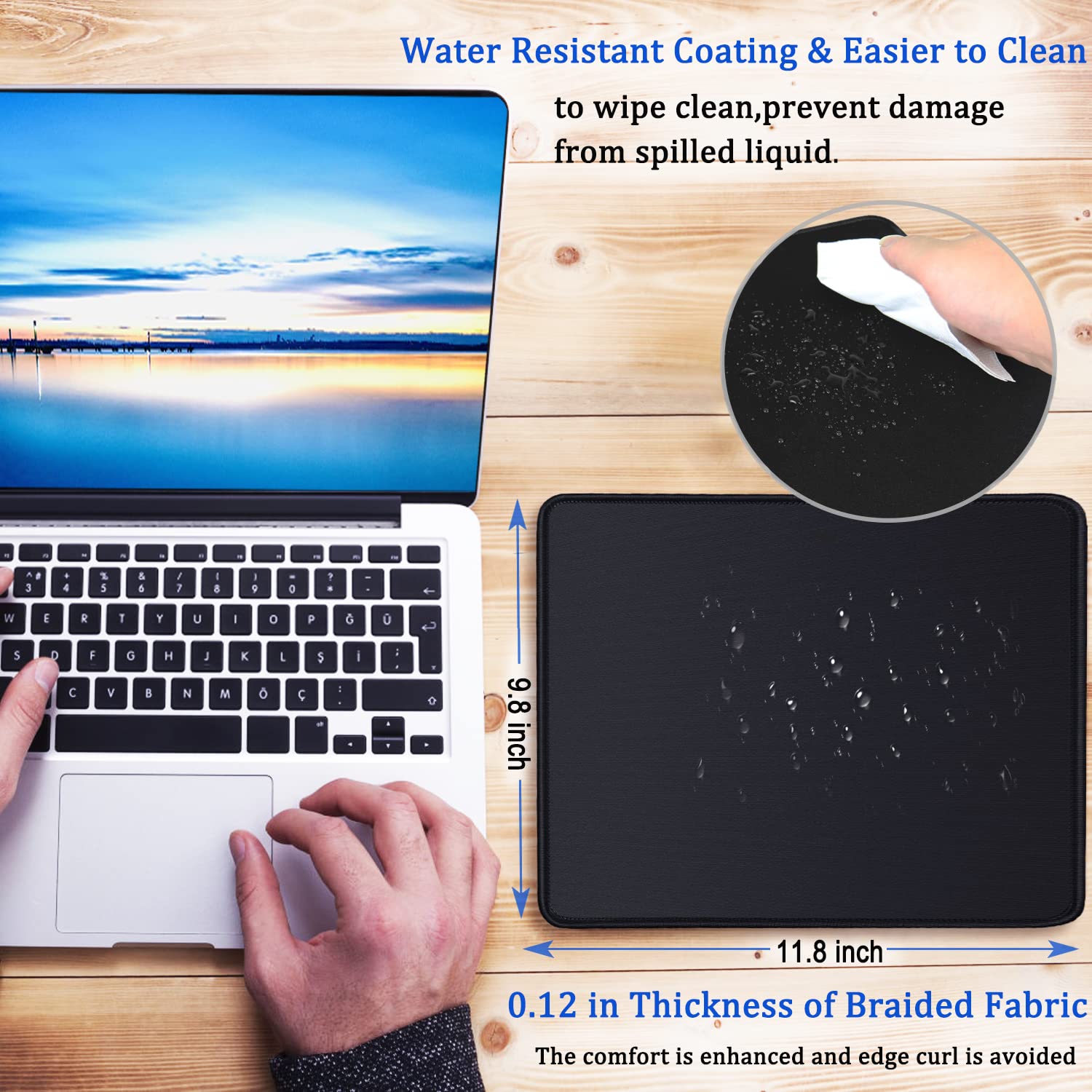 Upgraded Large Gaming Mouse Pad 30% Bigger - Non-Slip Rubber Base, Waterproof, Durable Stitched Edges - 11.8
