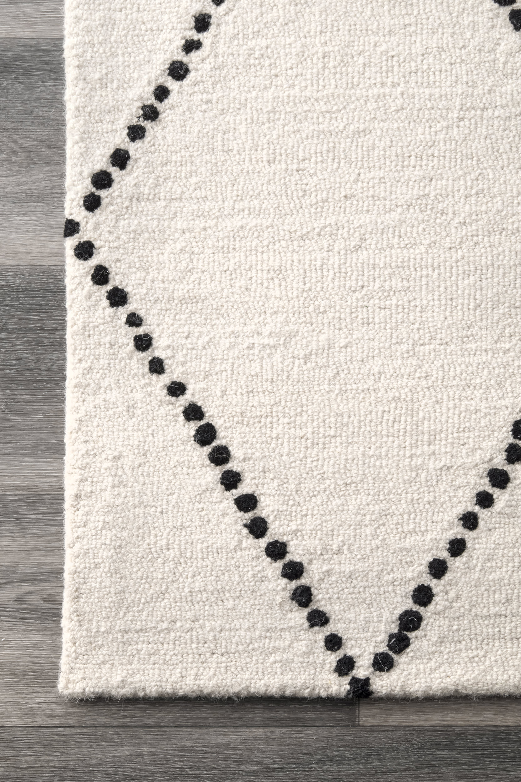 Dotted Diamond Trellis Nursery Rug in Ivory - Soft Non-Slip Baby Play Mat for Nursery, Playroom & Kids Bedroom Decor