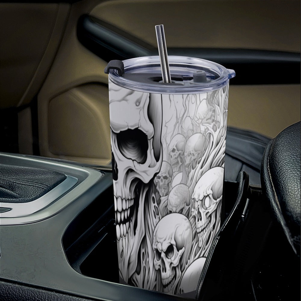 Happy Sketch Style Skulls 20 Oz Insulated Travel Mug - Perfect for Coffee, Tea & Hot Drinks On The Go, Office & Outdoor Adventures