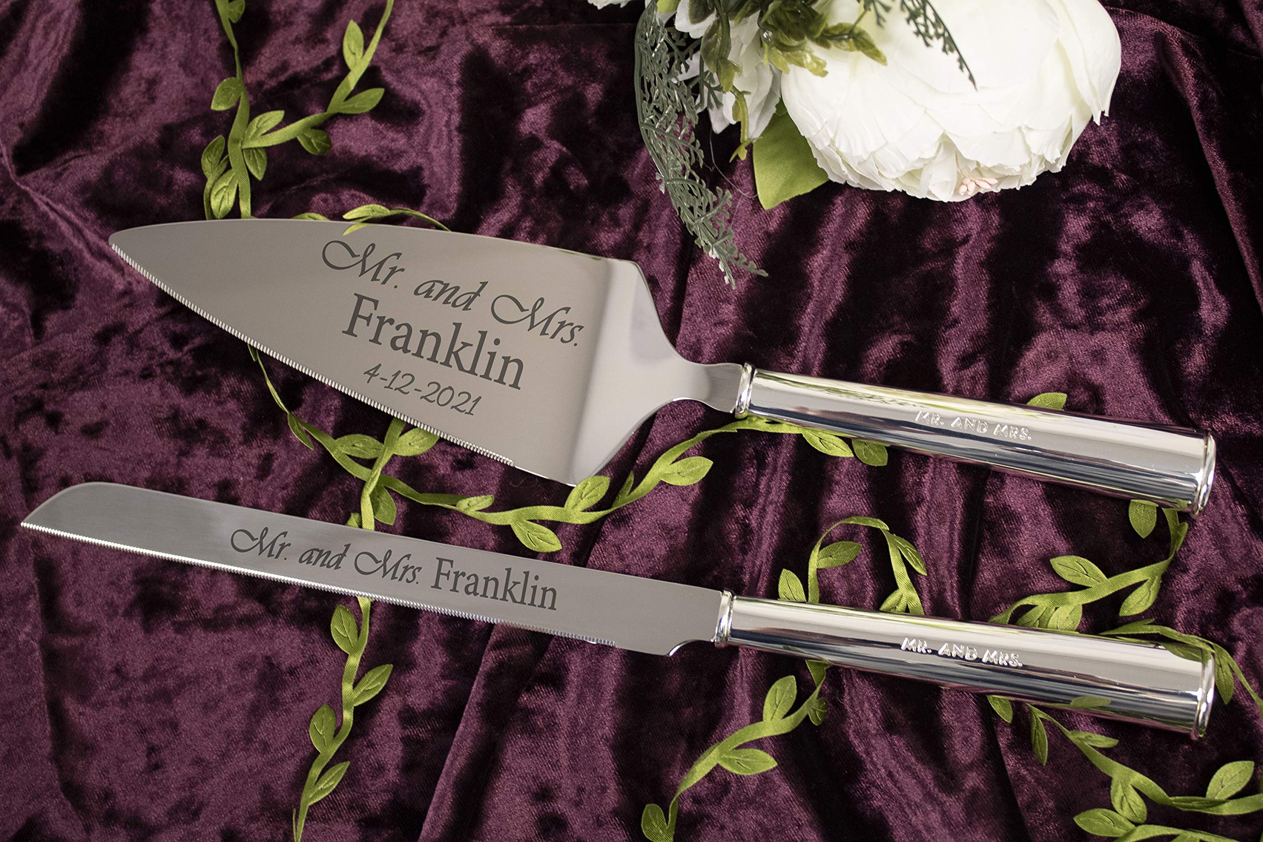 Kate Spade Bridal Darling Point Personalized Wedding Cake Knife & Server Set - Custom Engraved Cake Cutting Set for Bride & Groom - Perfect Wedding Gift & Accessory for Bridal Showers, Receptions & Anniversary Celebrations