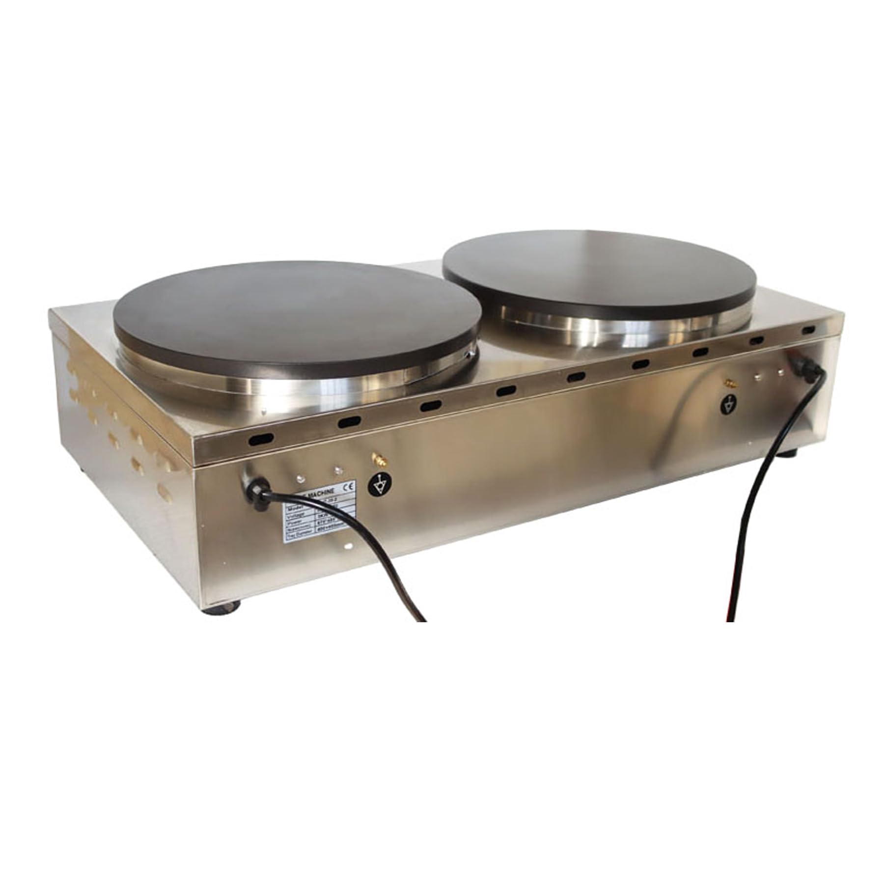 TECHTONGDA 15.7-Inch Commercial Electric Griddle & Crepe Maker - 220V Double Pancake Grill with Non-Stick Surface & Adjustable Temperature - Perfect for Blintzes, Tortillas, Crepes, and Breakfast Cooking