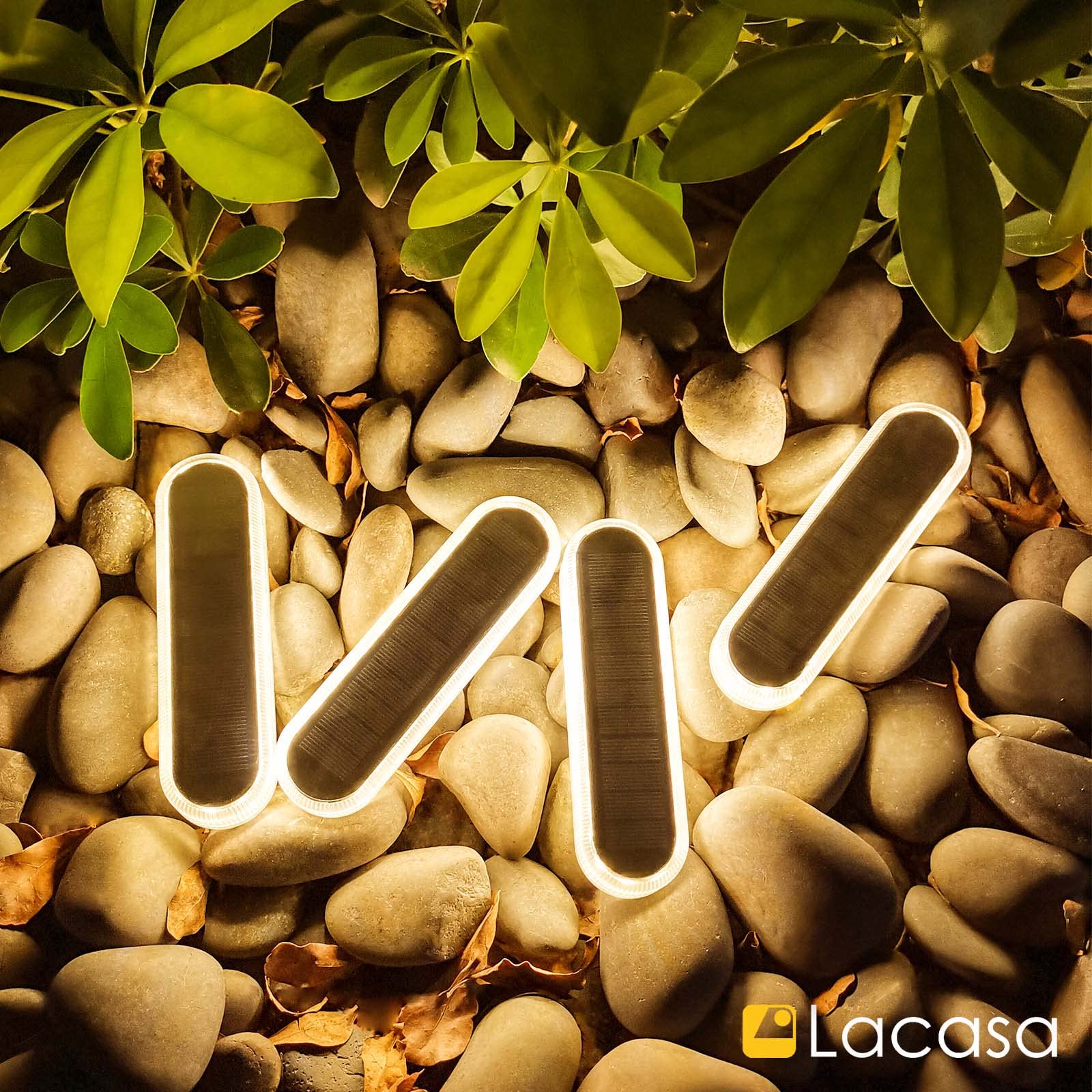 Lacasa 4 Pack Solar Deck Lights - 40LM LED Step Lights, Warm White 2700K, IP68 Waterproof, Auto On/Off - Perfect for Garden, Stairs, Driveway, Pathway & Dock Lighting (Solar Powered Outdoor In-Ground Lights)