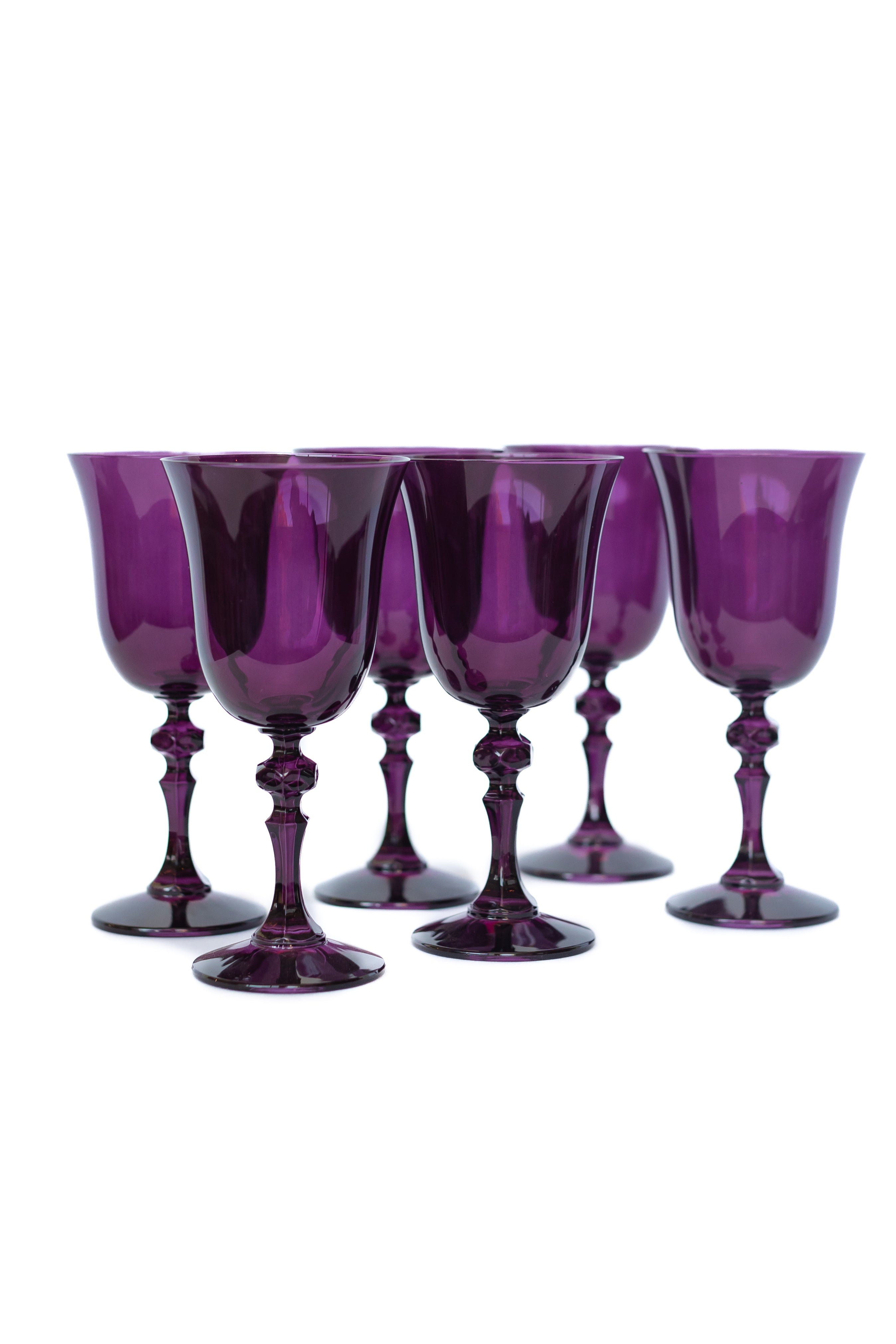 Estelle Colored Regal Goblet Set of 6 - Elegant Amethyst Wine Glasses for Fine Dining & Special Occasions