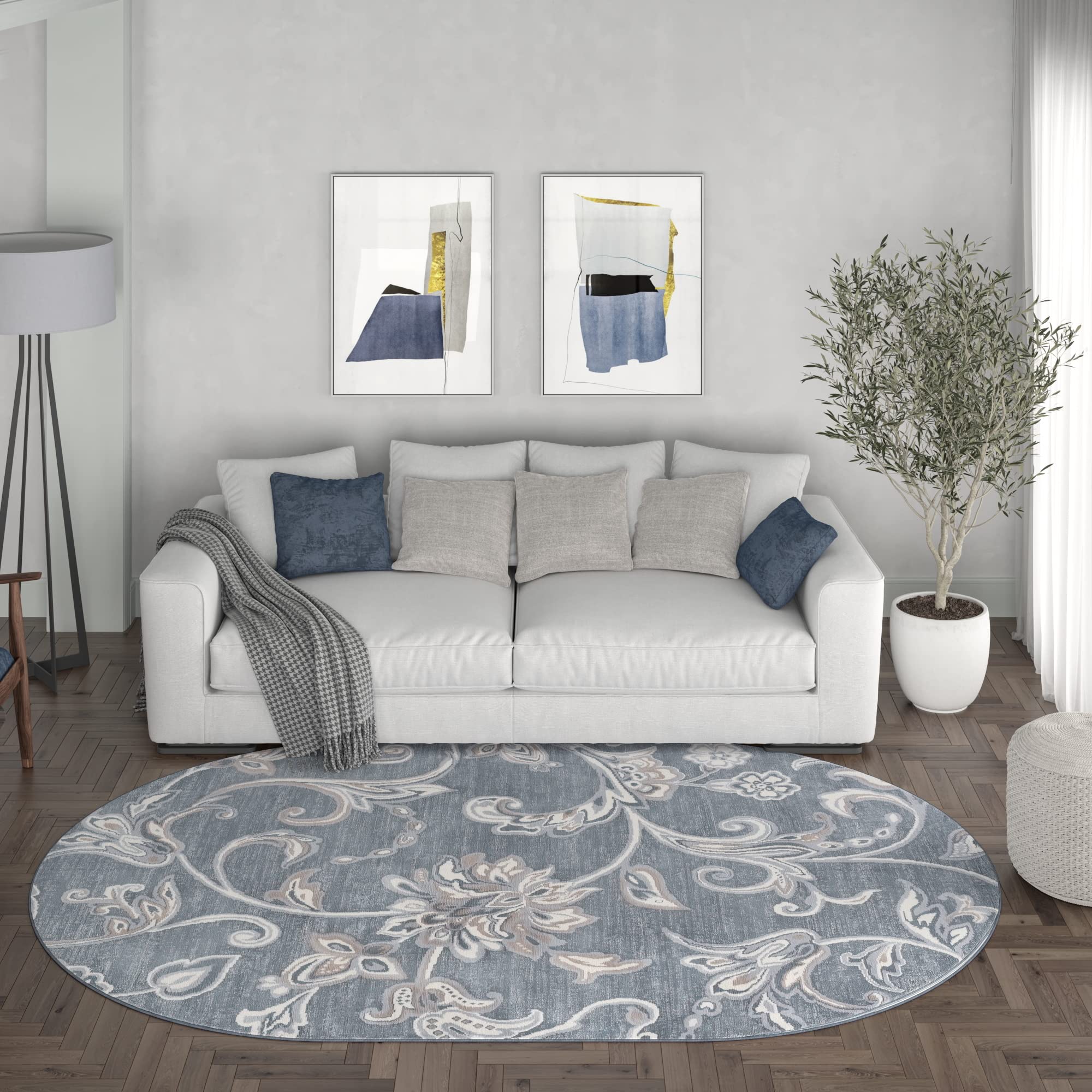 Dark Gray Modern Oval 5x7 Area Rug - Soft Contemporary Carpet for Living Room, Bedroom, Dining Room & Kitchen - Non-Slip Indoor Rug for Home Decor - Perfect for Entryway, Office or Nursery - Alfombras Modernas para Sala
