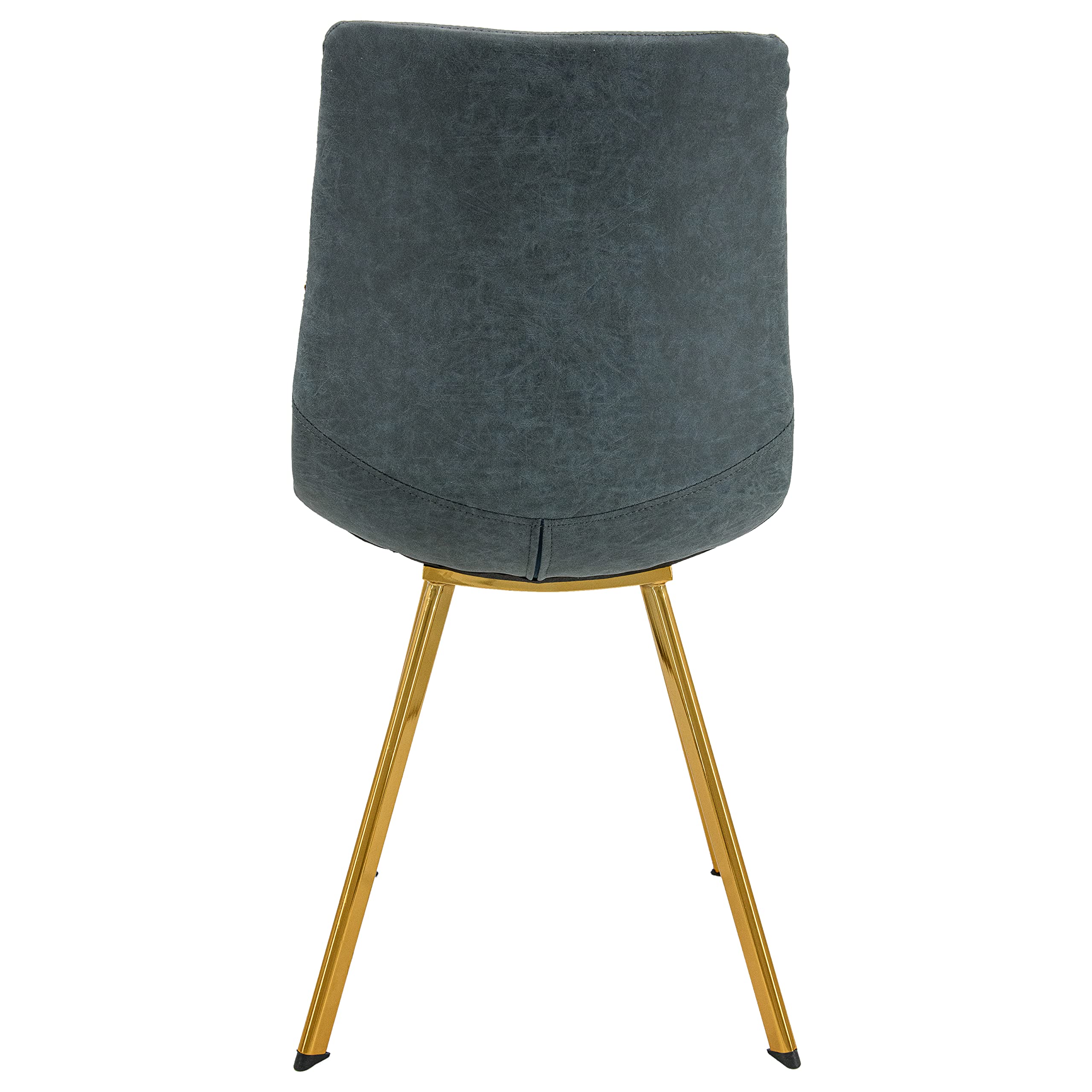 Modern Leather Dining Chairs with Gold Legs - LeisureMod Markley Kitchen Chairs in Peacock Blue for Home, Restaurant & Office Use