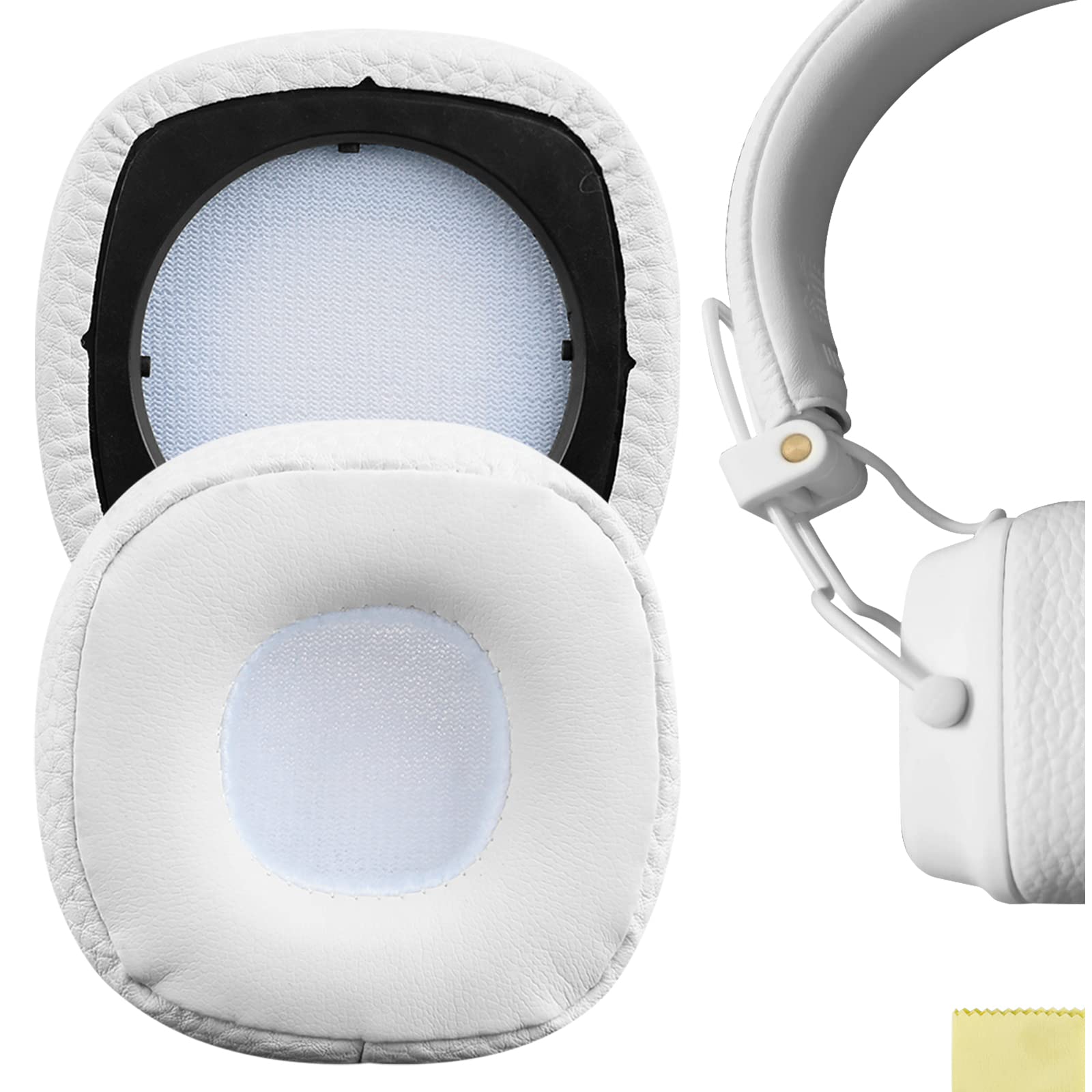 Geekria QuickFit Replacement Ear Pads for Marshall Major III Wired & Bluetooth Wireless Headphones - Soft Memory Foam Cushions (White) - Perfect for Gaming, Music & Office Use