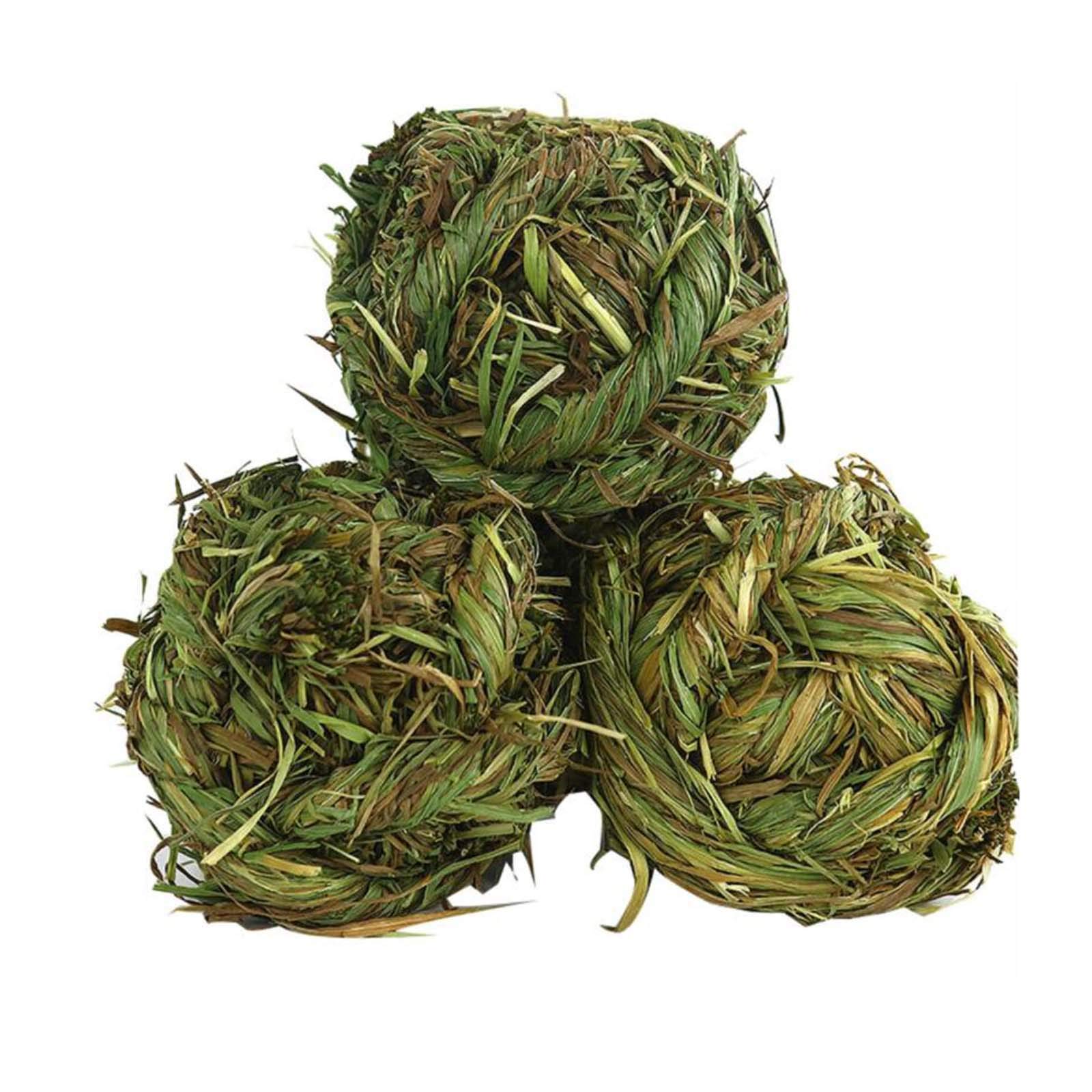 YHMT Natural Timothy Hay Pet Chew Ball - Teeth Cleaning Fun Toy for Cats, Rabbits, Hamsters, Parrots & Snakes | Small Animal Enrichment Activity for Dental Health & Playtime