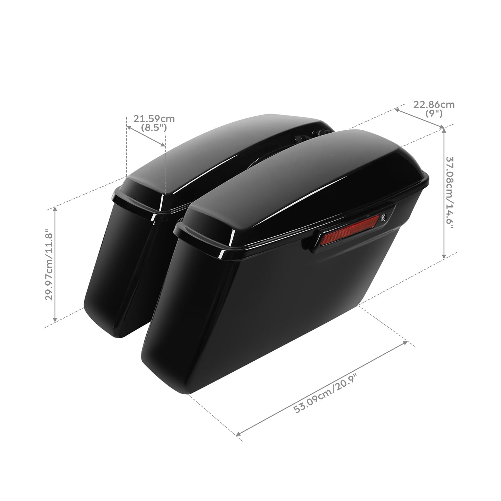 Premium TCMT Hard Saddlebags for Harley Touring (2014-2023) - Waterproof Motorcycle Luggage with Black Latch Lid, Key Lock & Carpet Liner - Compatible with Street Glide, Road Glide, Road King, Electra Glide Ultra Limited FLHR FLHX - Perfect for Long-Distance Rides and Road Trips