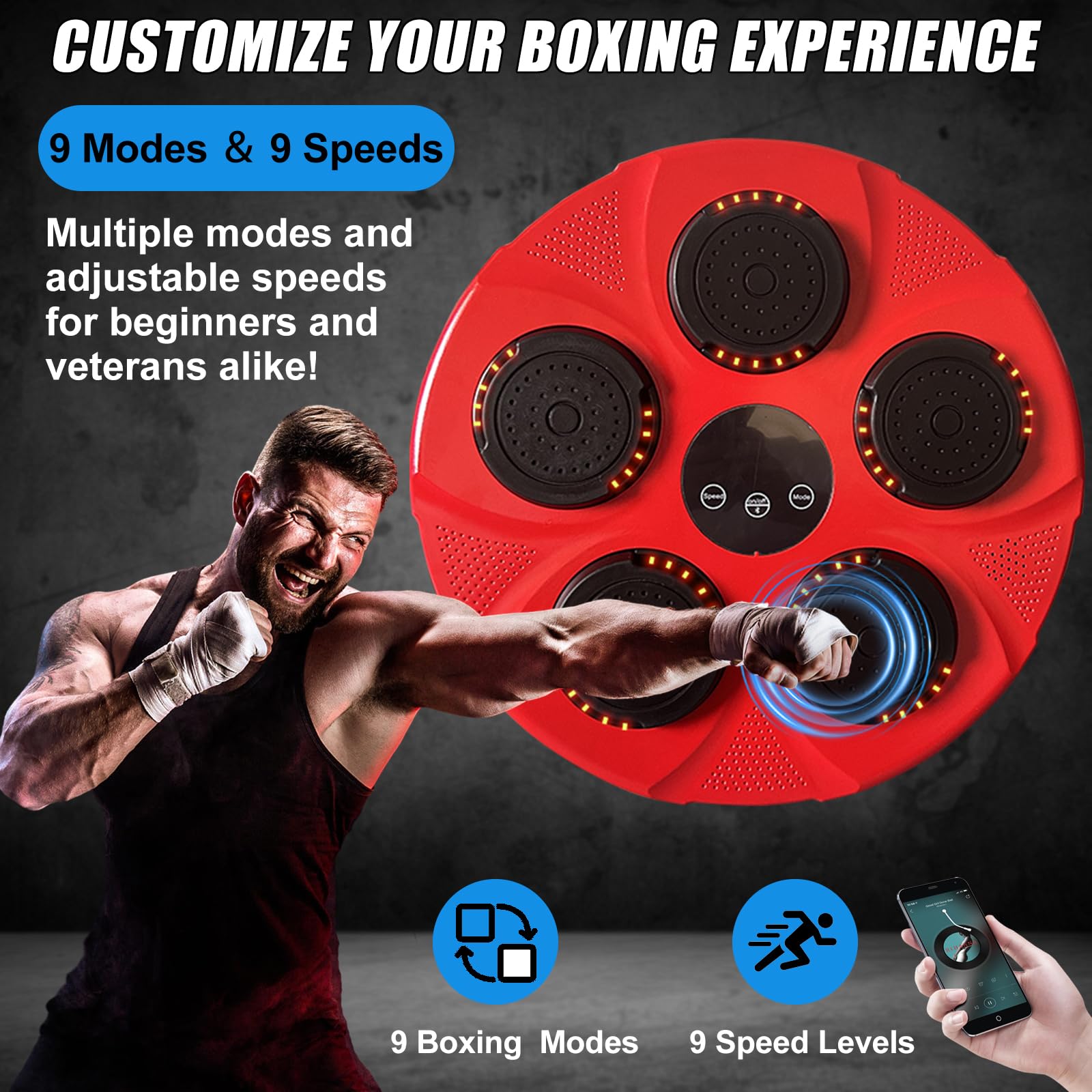 2024 Upgraded Smart Bluetooth Boxing Machine with Gloves & LED Display - Home Gym Fitness Equipment for Cardio, Strength Training & Stress Relief