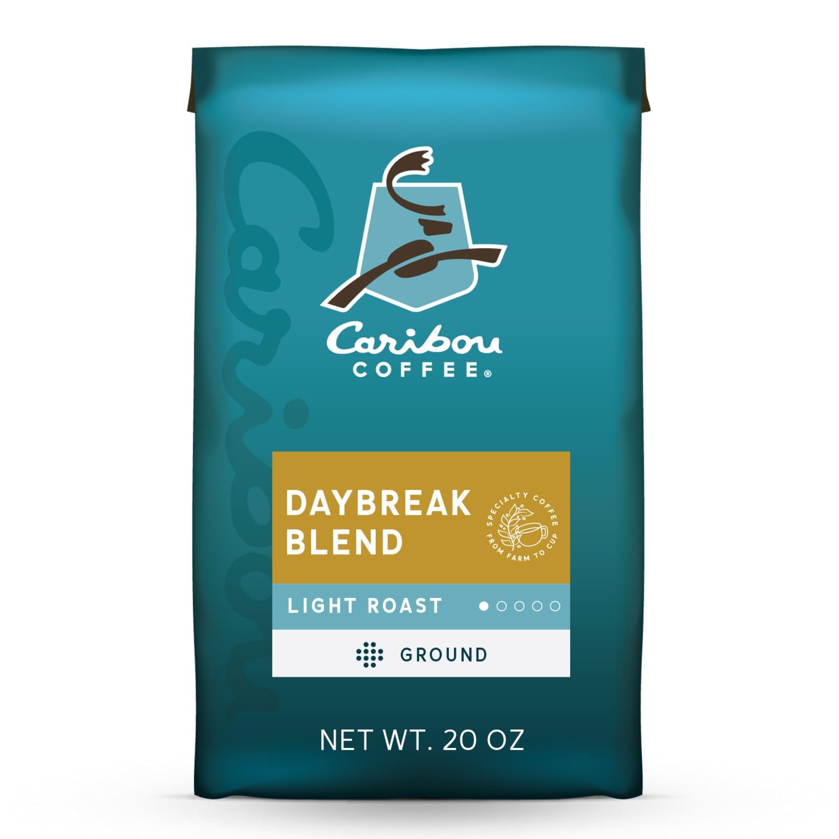 Caribou Coffee Light Roast Ground Coffee - Daybreak Morning Blend 20oz Bag (Packaging May Vary) - Premium Breakfast Coffee for Home & Office Brewing