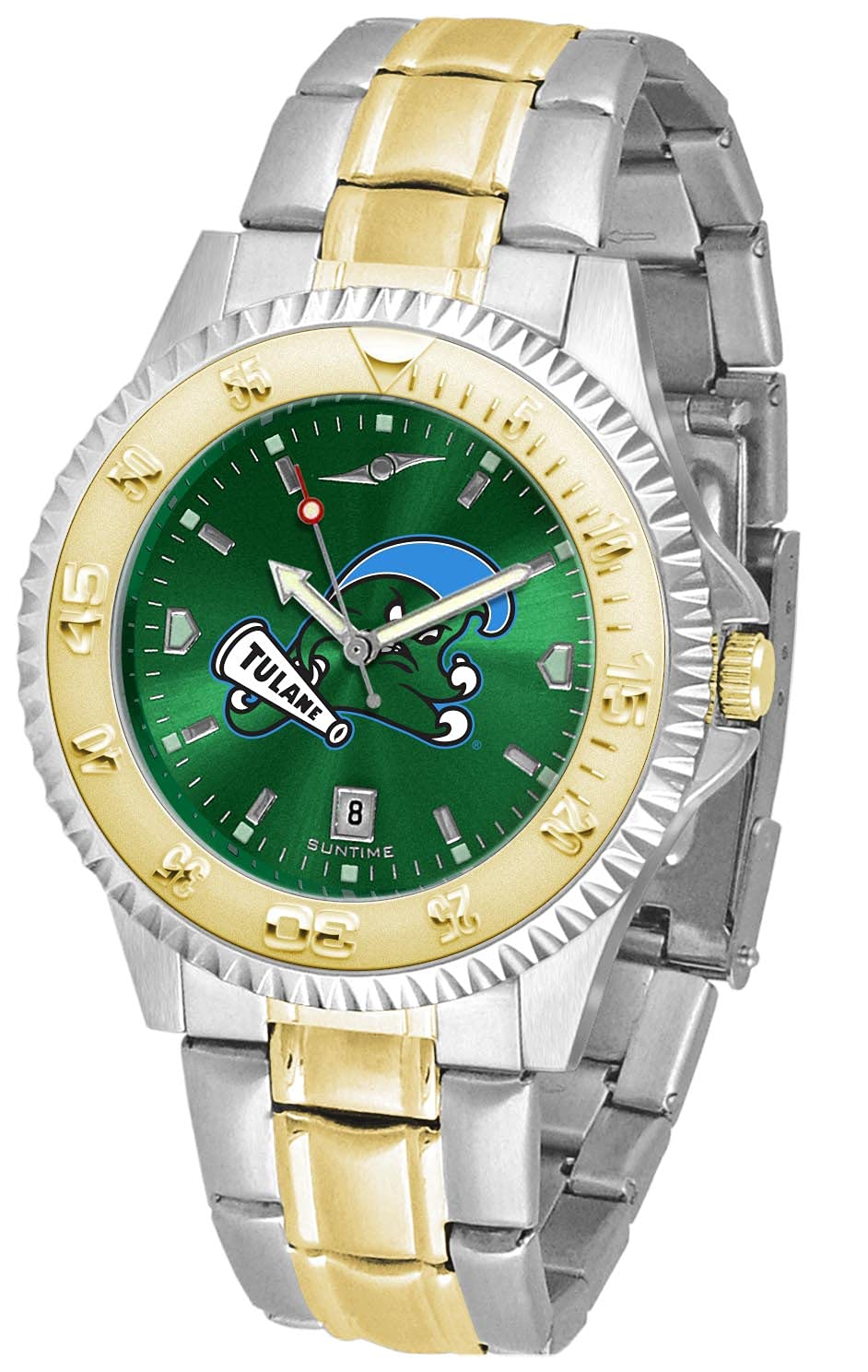 SunTime Tulane University Green Wave Men's Steel Competitor Watch - Two-Tone Gold/Silver with Anochrome Dial | Perfect for College Fans, Alumni & Sports Enthusiasts