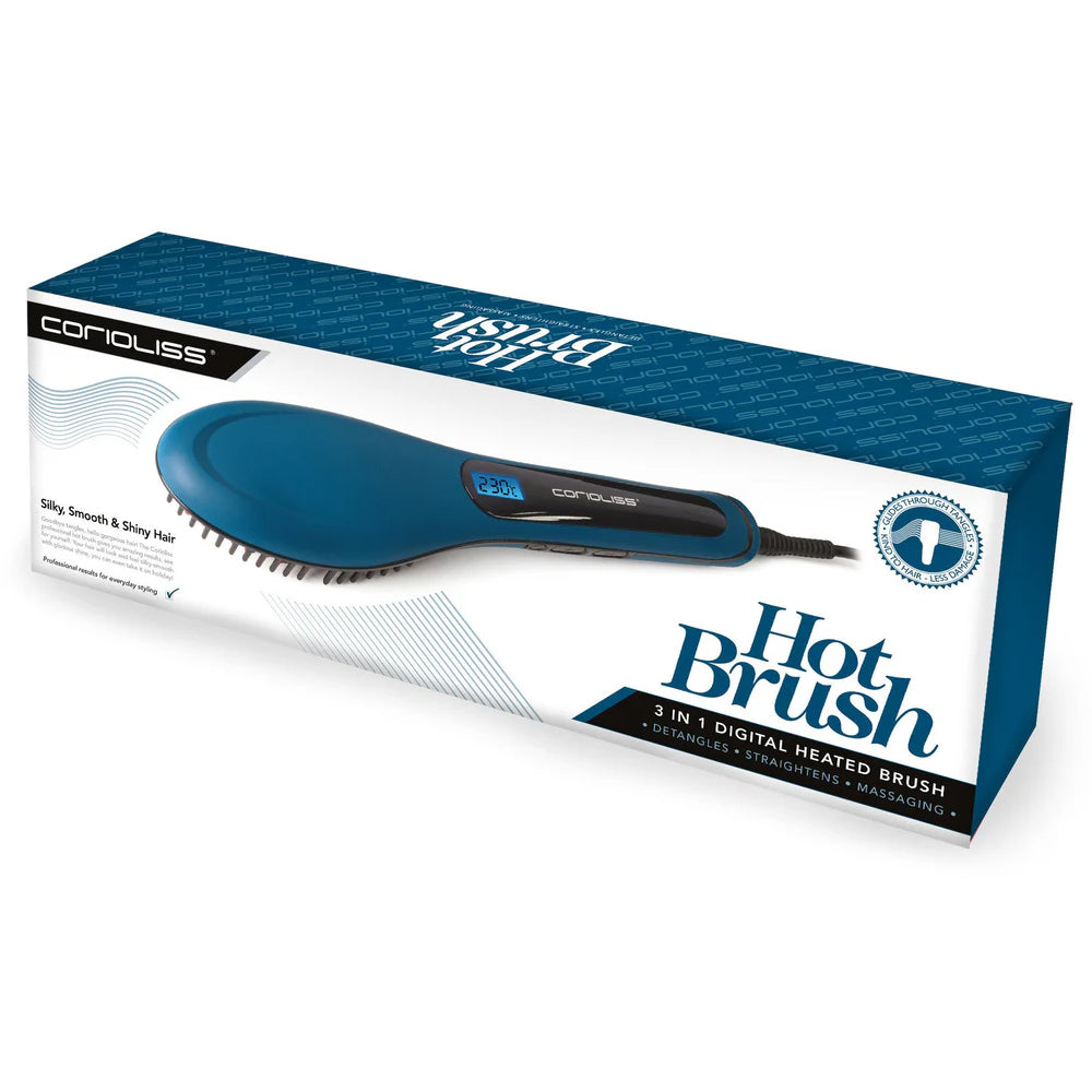 Corioliss 3-in-1 Hot Hair Straightening Brush - Detangling & Styling Tool for Smooth, Shiny Hair | Perfect for Home Use, Travel & Salon-Quality Styling