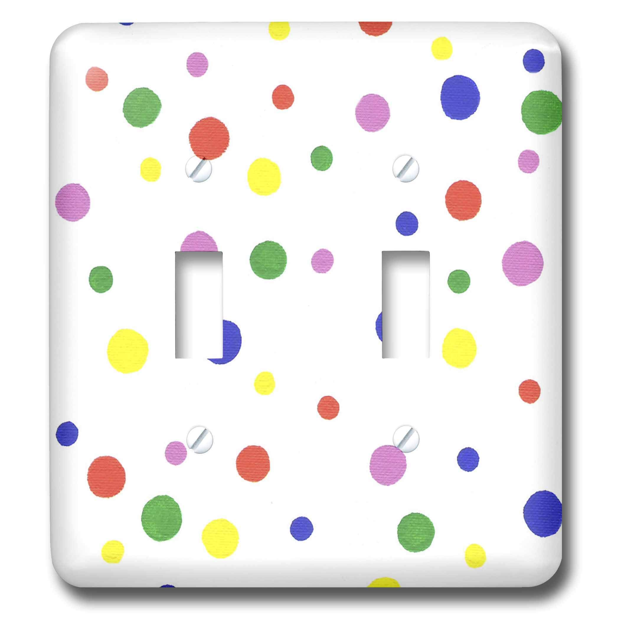 3D Colorful Polka Dots Double Toggle Switch - Decorative Wall Plate Cover for Home, Office & Bedroom - Perfect for Light Switch Covers, Electrical Outlets & Home Decor