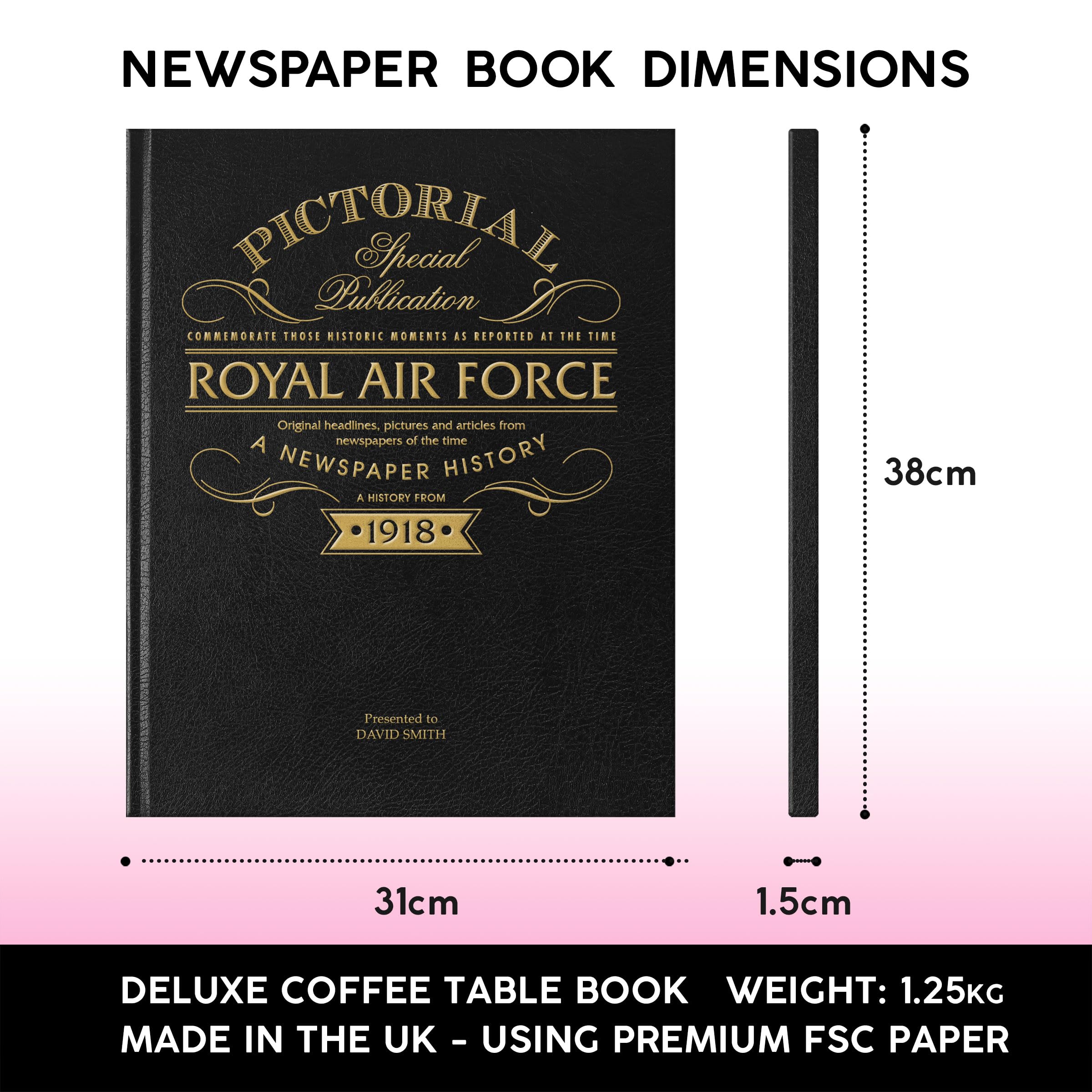 Personalized War History Book - Custom War Keepsake with Newspaper Coverage & Gold Embossed Name | Educational Gift for Veterans, History Buffs & Collectors | Perfect for Memorial Day, Veterans Day & Military Anniversaries