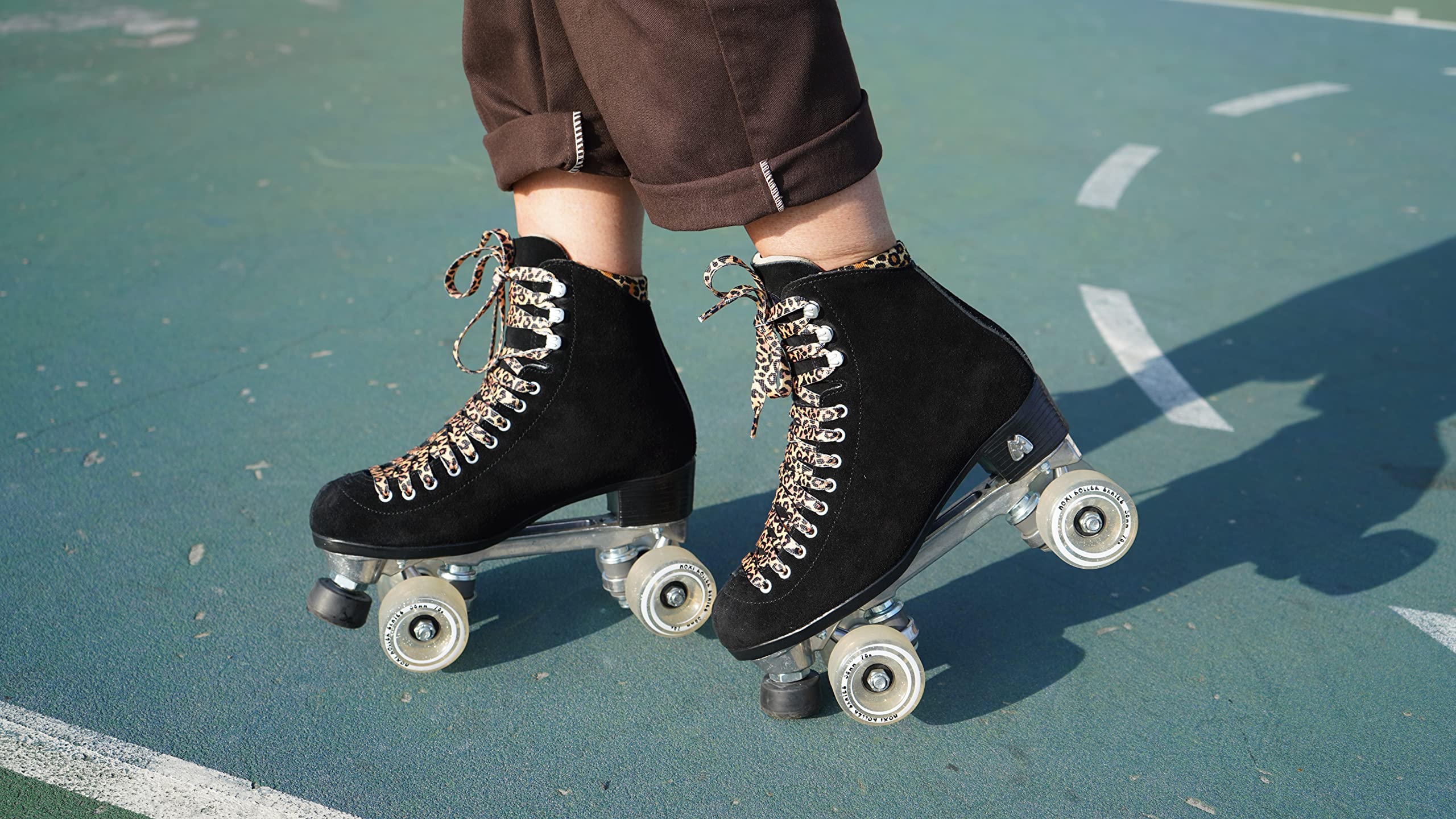 Moxi Panther Roller Skates for Women - Black Suede Retro Roller Skates with Comfortable Padding | Perfect for Outdoor Skating, Roller Rinks & Fitness