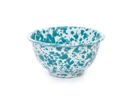 Turquoise Marble Enamel Bowls Set of 4 - 14oz Small Porcelain Dishes for Kitchen, Camping & Picnic - Durable Rustic Dinnerware for Salads, Desserts & Serving