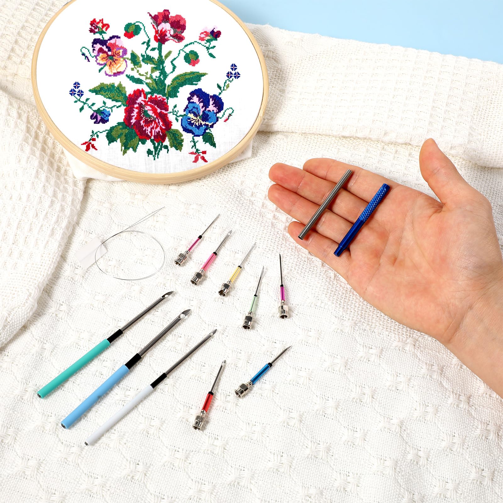 13-Piece Punch Needle Embroidery Kit for Beginners - 10 Sizes Punch Needles with Handles, Cross Stitch DIY Craft Tools for Adults | Perfect for Home Decor, Wall Art & Handmade Gift Projects