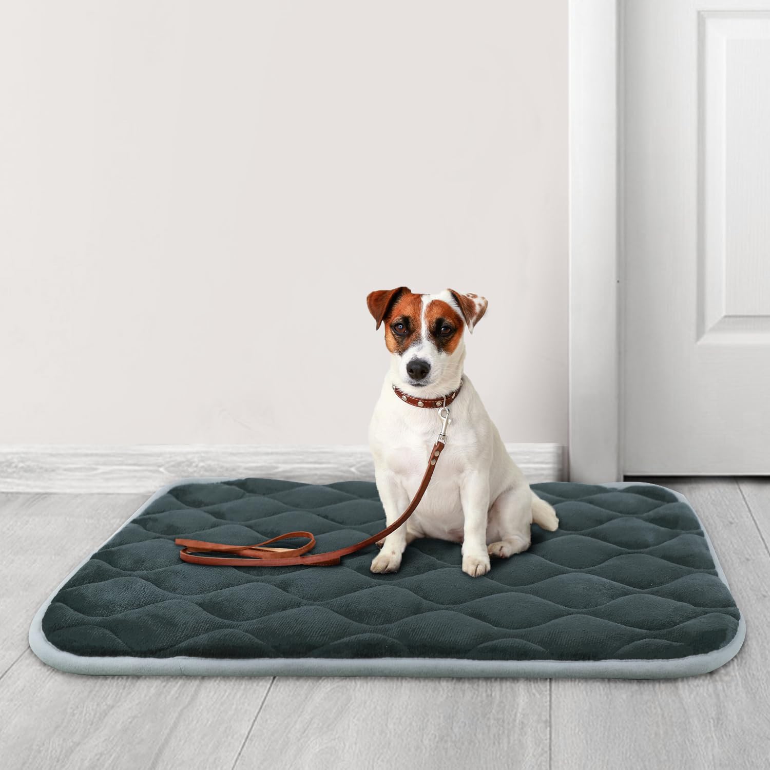 FurryBaby Anti-Slip Dog Bed Mat - Machine Washable Pet Crate Pad for Small Dogs (24x18 Inches, Grey) - Perfect for Kennels, Crates & Home Sleeping Areas