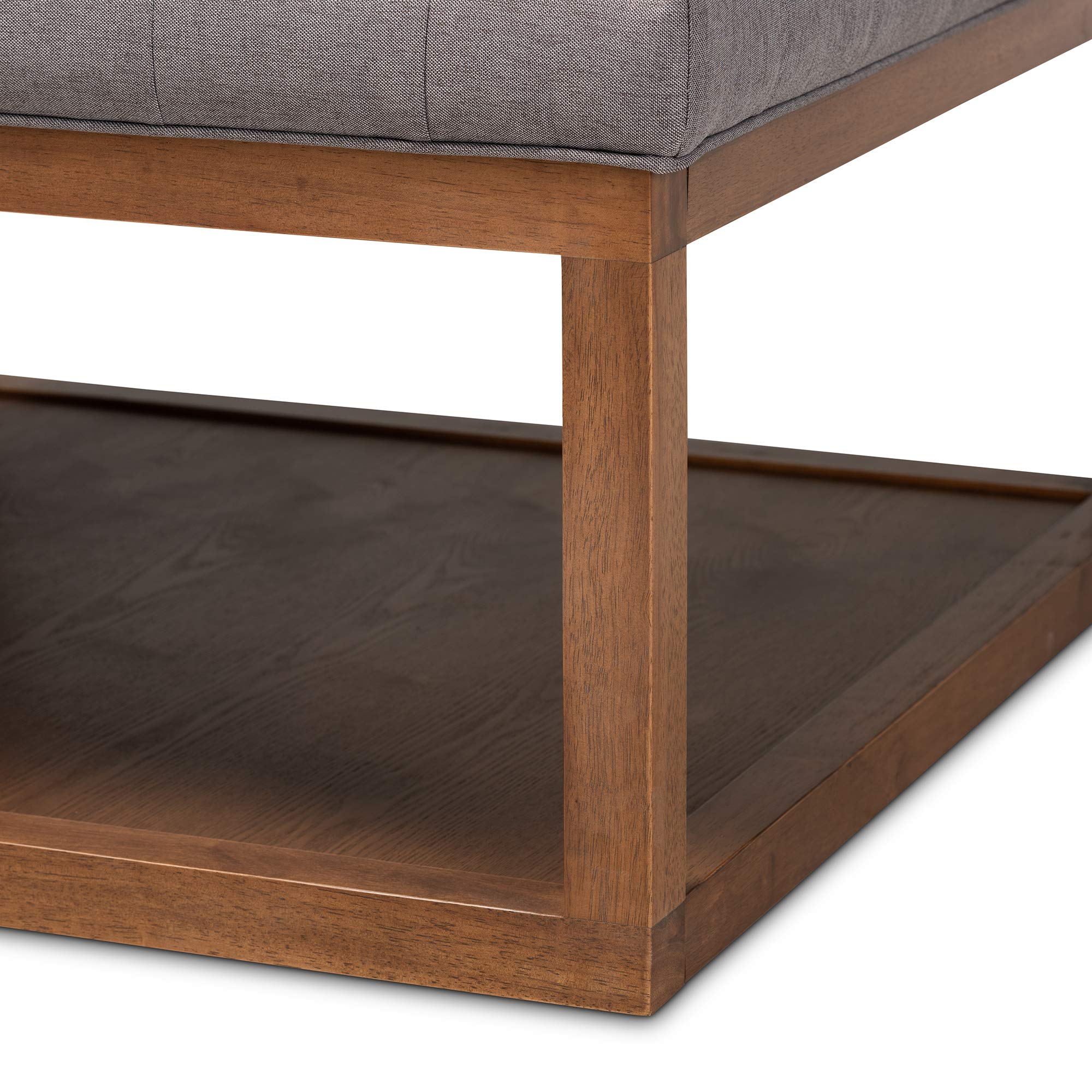 Baxton Studio Modern Ottoman with Storage - Grey/Walnut Finish - Perfect for Living Room, Bedroom or Office - Multi-Functional Footrest and Seat