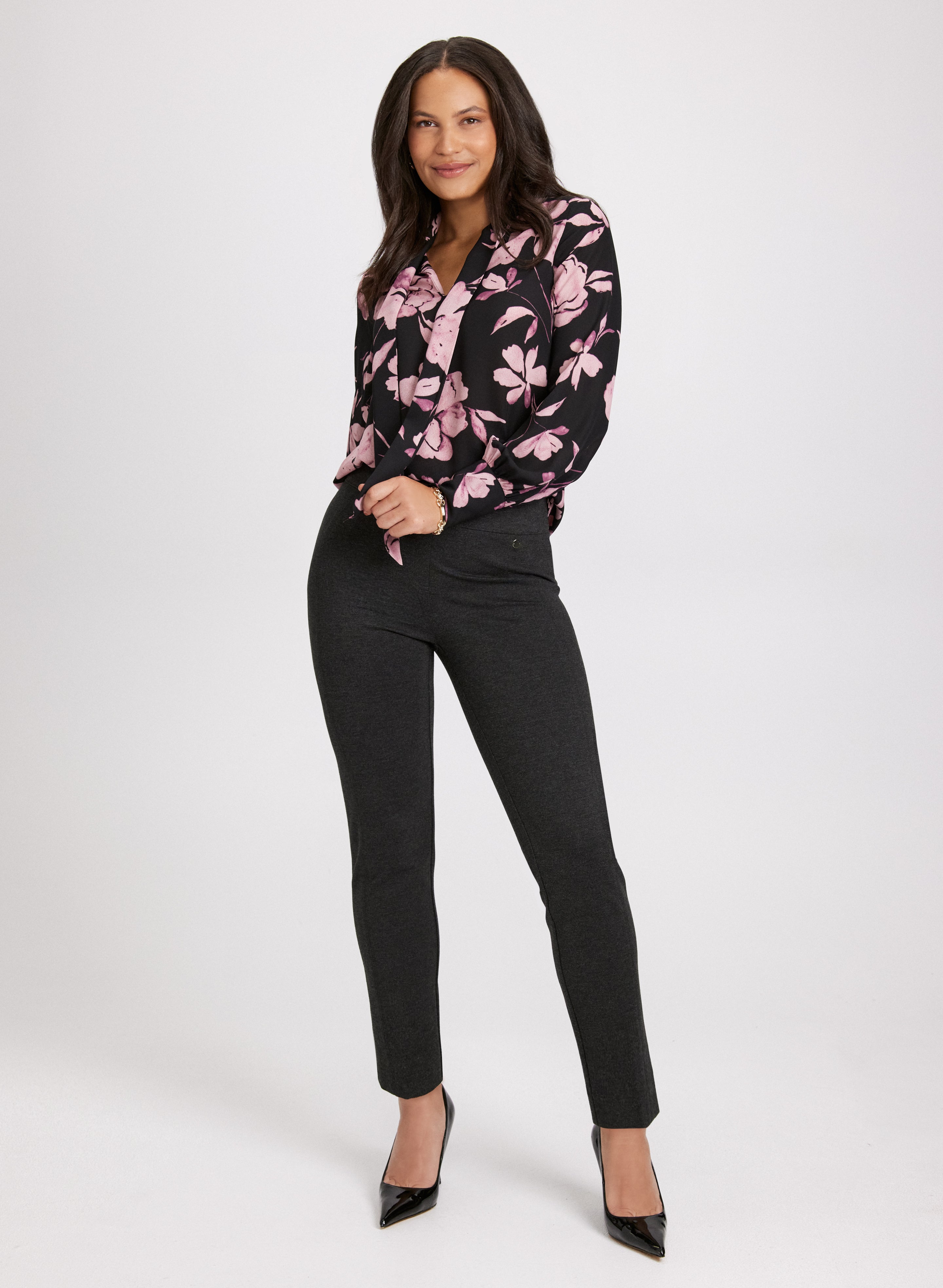 Floral Print Tie Detail Blouse for Women - Elegant Ruffled Sleeve Tops - Perfect for Office, Date Night & Spring Outfits
