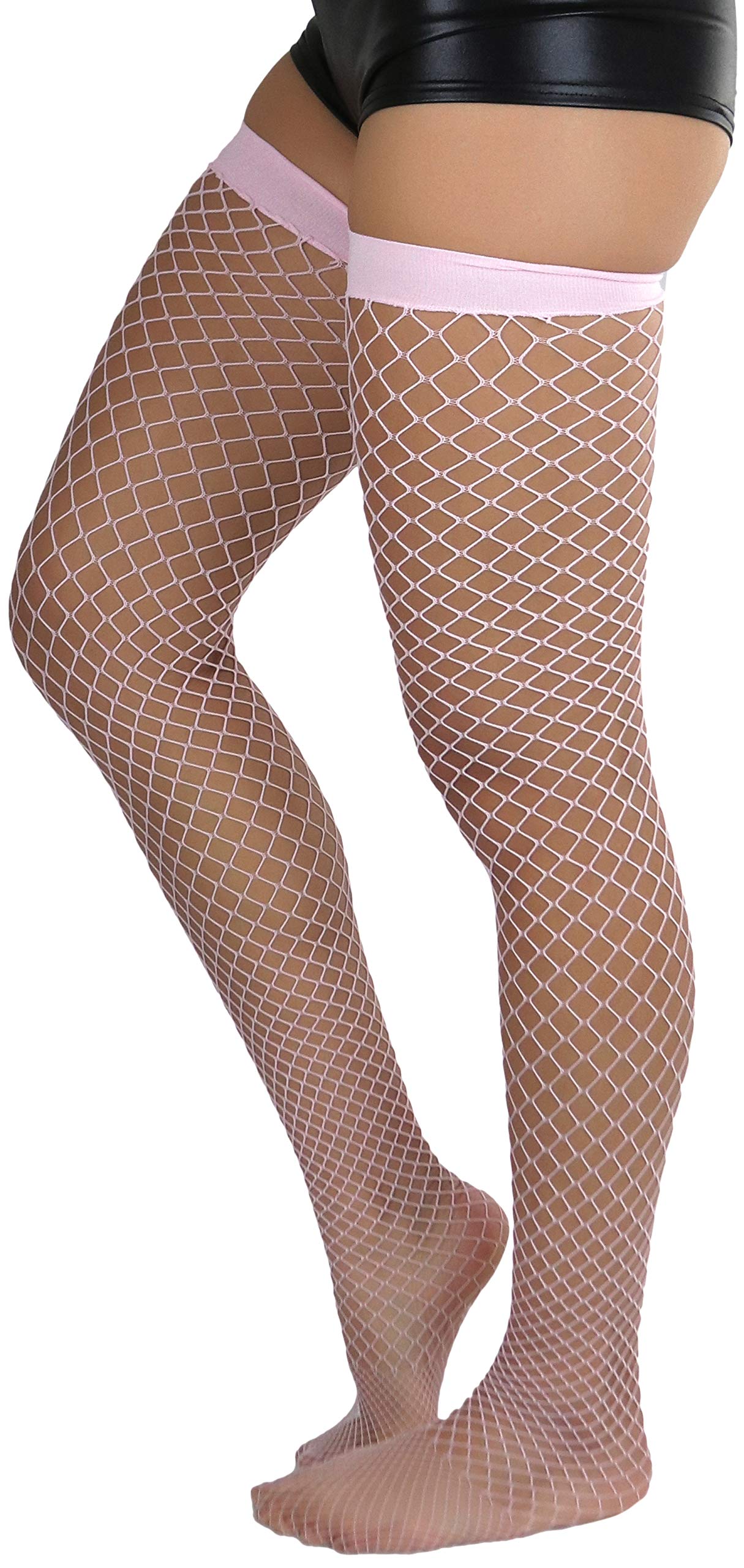 ToBeInStyle Women's Bright & Vibrant Fishnet Thigh High Stockings - Sexy Sheer Tights for Cosplay, Halloween, Burlesque & Night Out Outfits