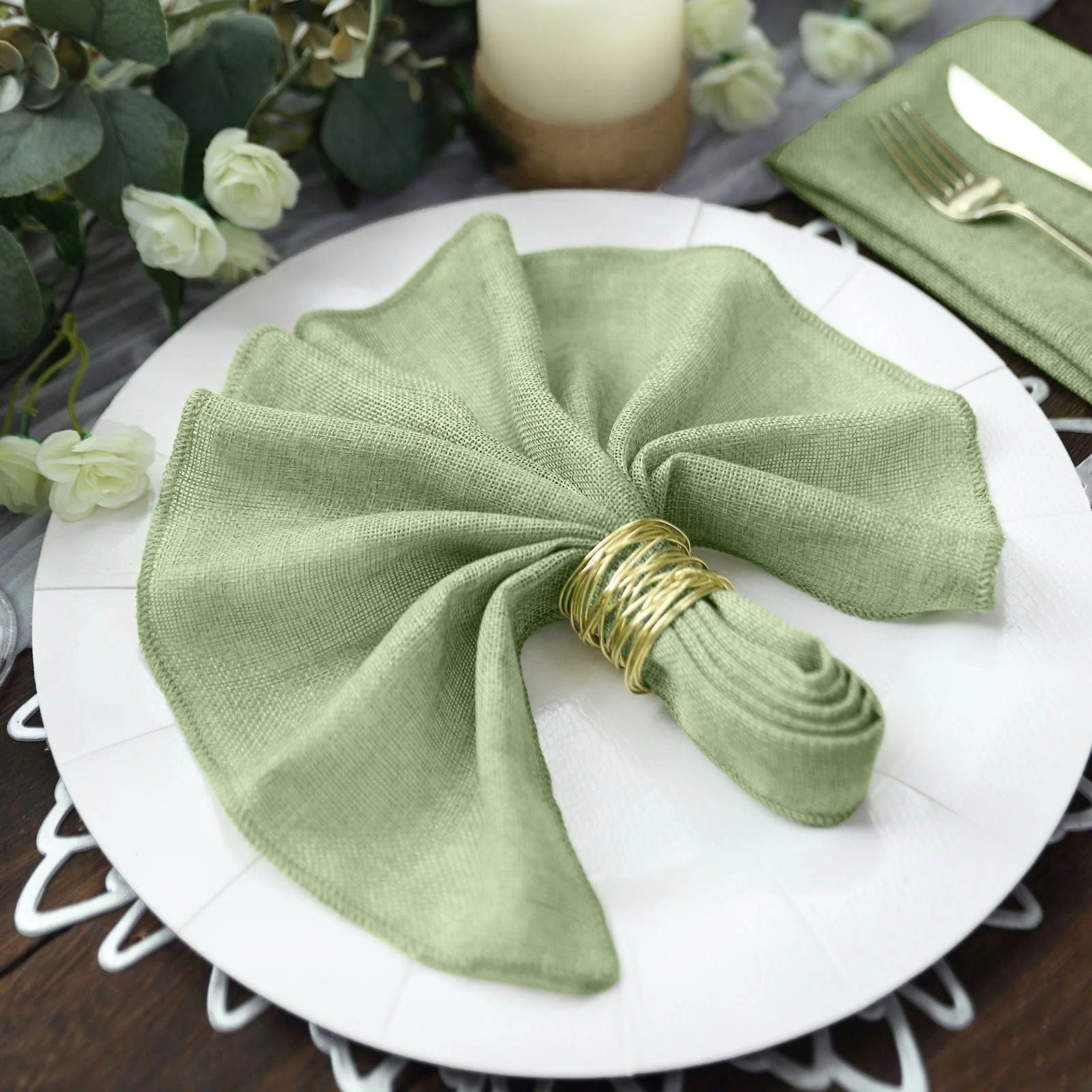 5 Rustic 19x19 Faux Burlap Dinner Napkins - Perfect for Farmhouse Weddings, Holiday Tablescapes & Rustic Home Decor