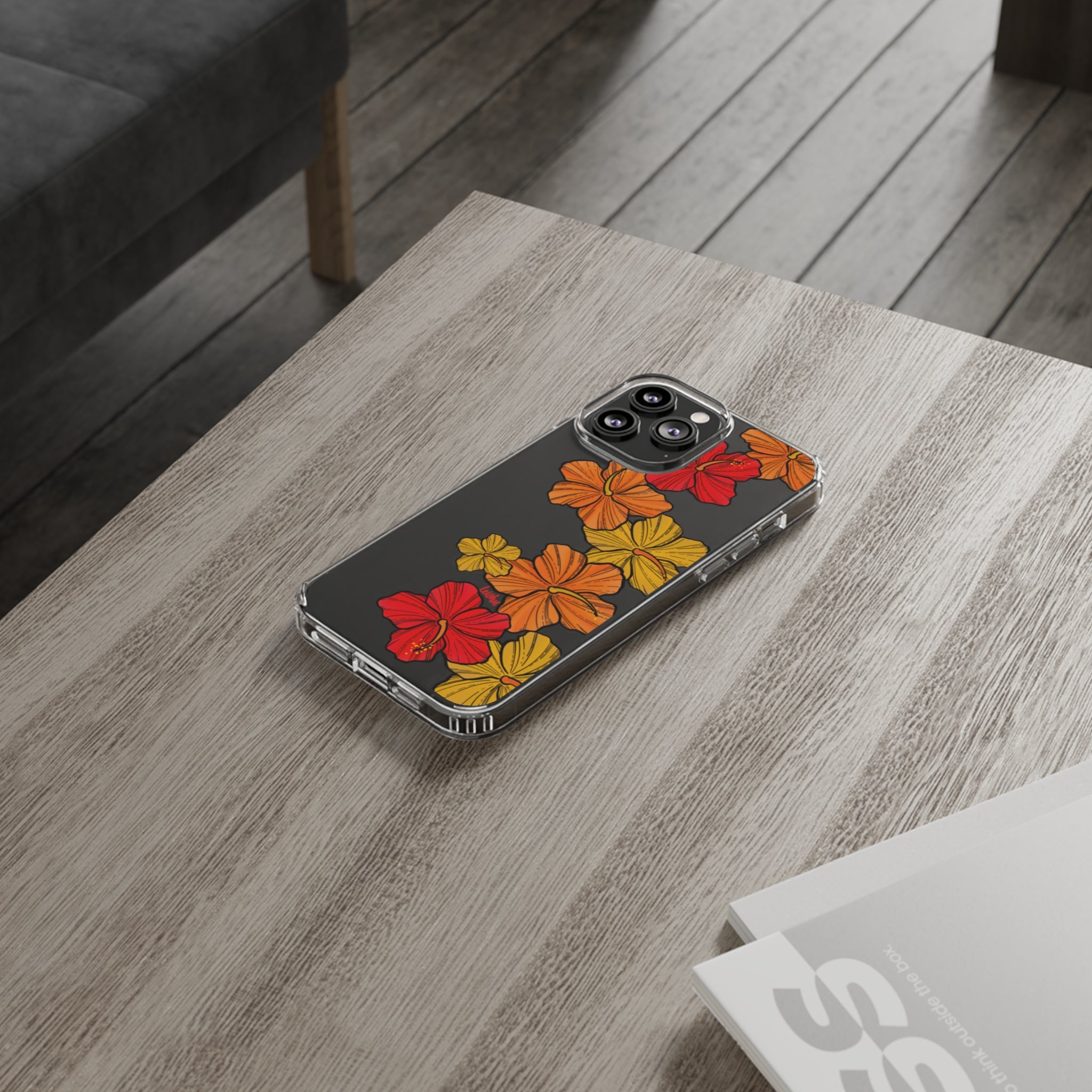 Hibiscus Retro Clear Phone Case - Durable Protective Cover for iPhone & Samsung - Floral Design for Stylish Protection | Perfect for Everyday Use, Travel & Gifting
