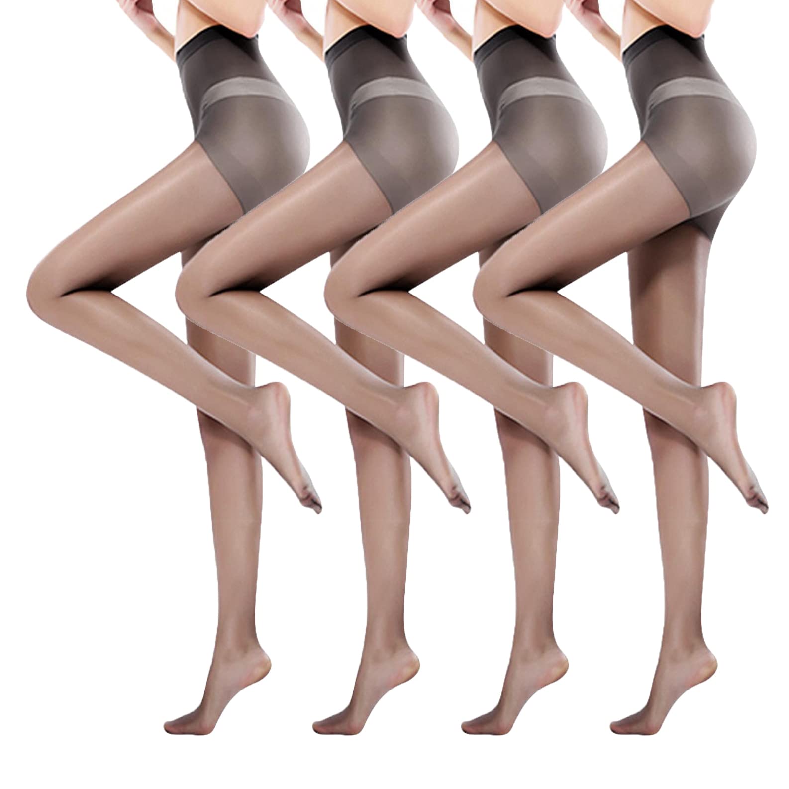 minigNY 4 Pack Women's Black Stockings - Stretchy Anti-Scratch Sheer Tights with Control Top, Soft Silk-Like Material (One Size, 4PCS) - Perfect for Office, Party, Date Night & Everyday Wear