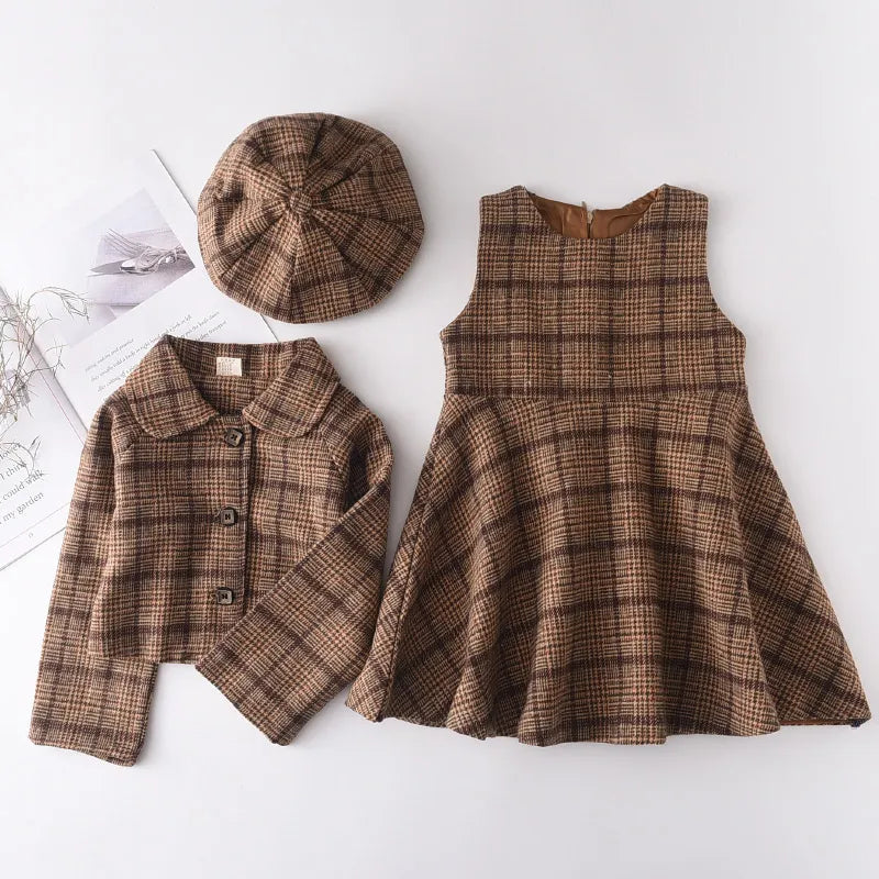 Bear Leader Fashion Kids Girls Princess 2-Piece Clothes Set - Autumn Winter Children's Coat & Skirt Outfit Vintage Style Suit for Ages 2-12 Years | Perfect for Holiday Parties, School Events & Family Photos