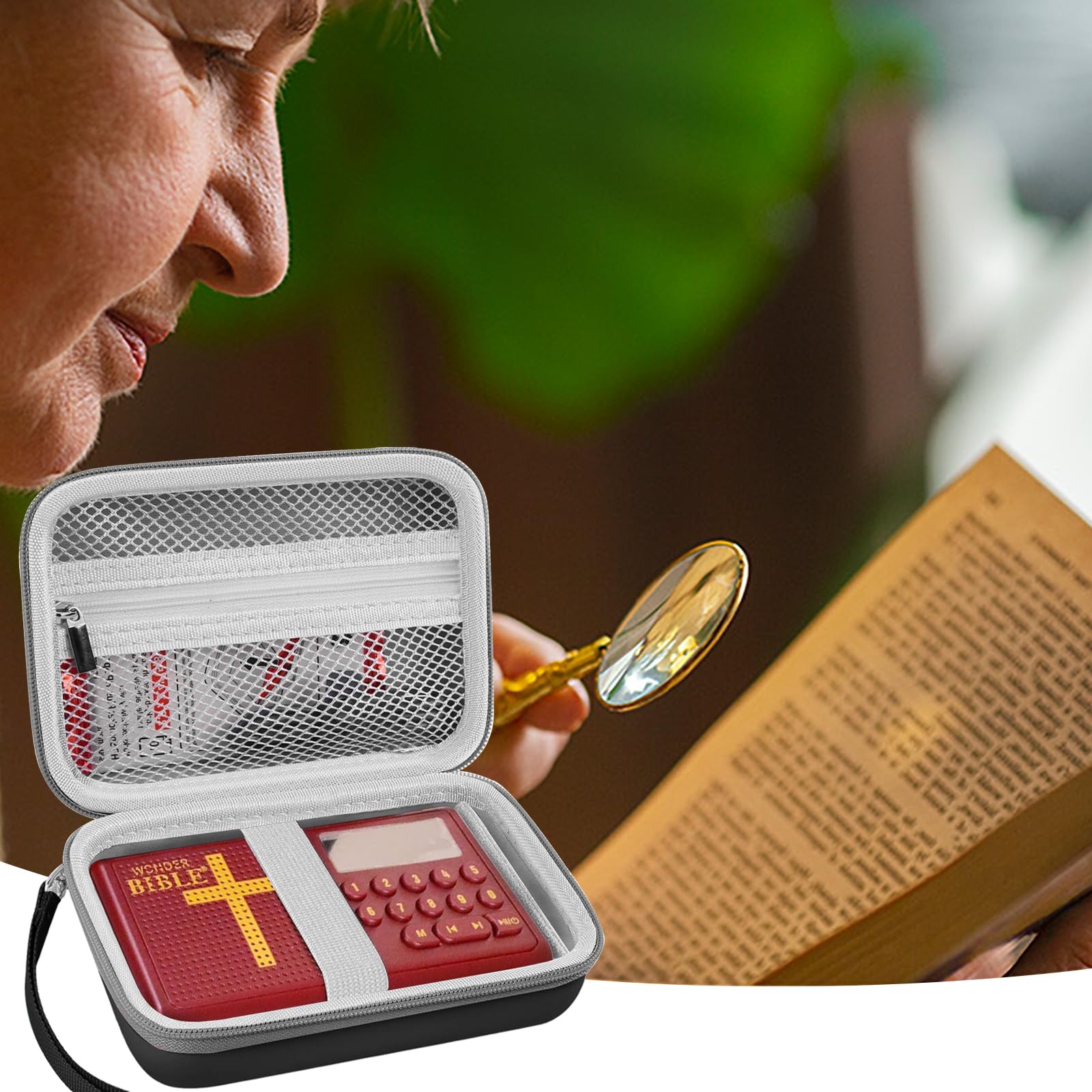 Leayjeen Travel Carry Case for Wonder Bible NIV Talking Audio Bible Player - Black (Case Only) | Protective Storage for Audio Bible Player | Perfect for Travel, Church, and Daily Use