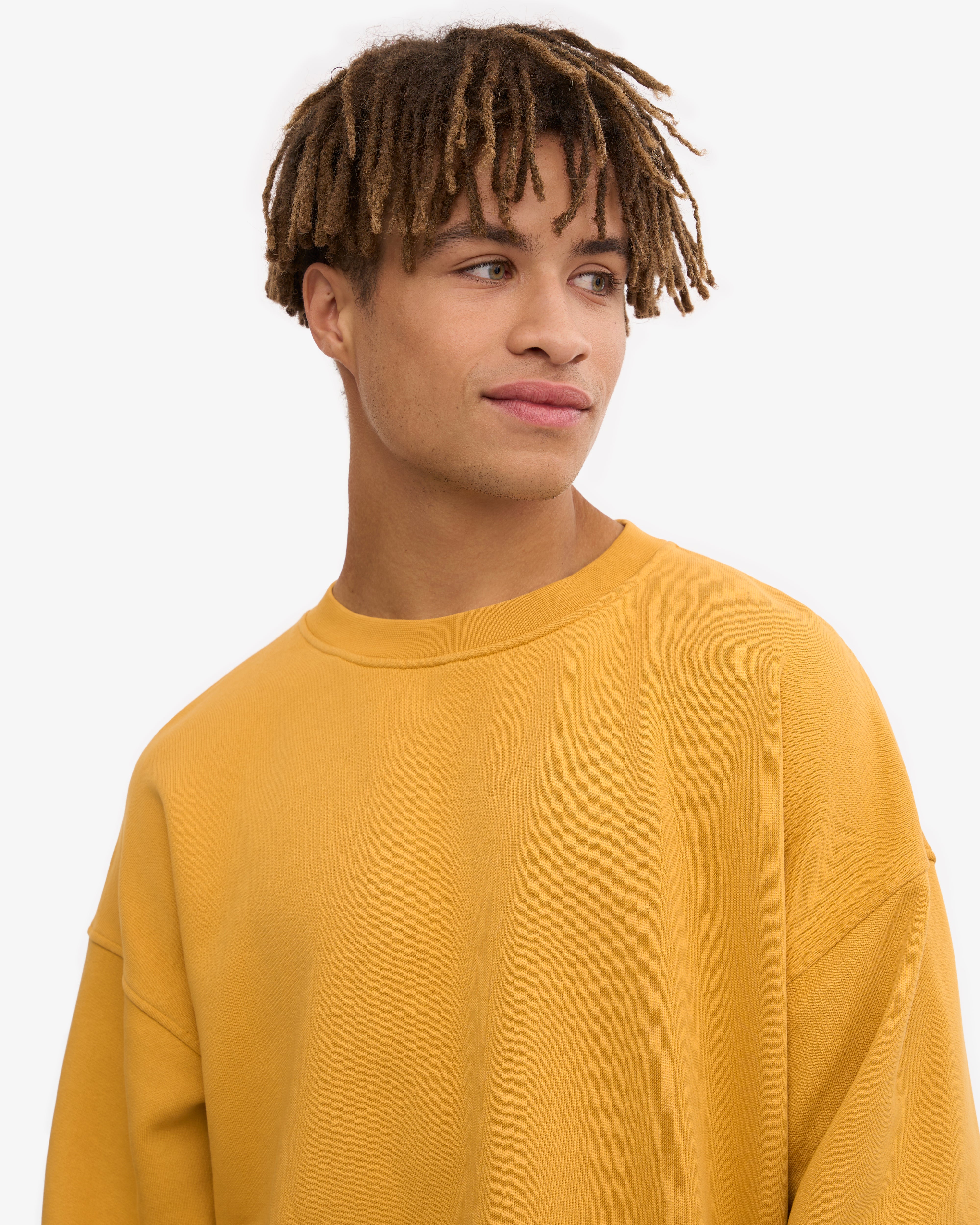 Organic Oversized Crew Neck Sweatshirt - Soft & Comfortable Burned Yellow Pullover for Women & Men | Perfect for Casual Wear, Loungewear & Street Style Fashion