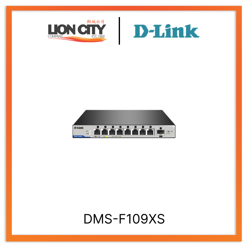 D-Link DMS-F109XS 9-Port 2.5G/10G Multi-Gigabit Desktop Switch - High-Speed Network Hub for Home & Office Use - Perfect for Gaming, Streaming & Large File Transfers