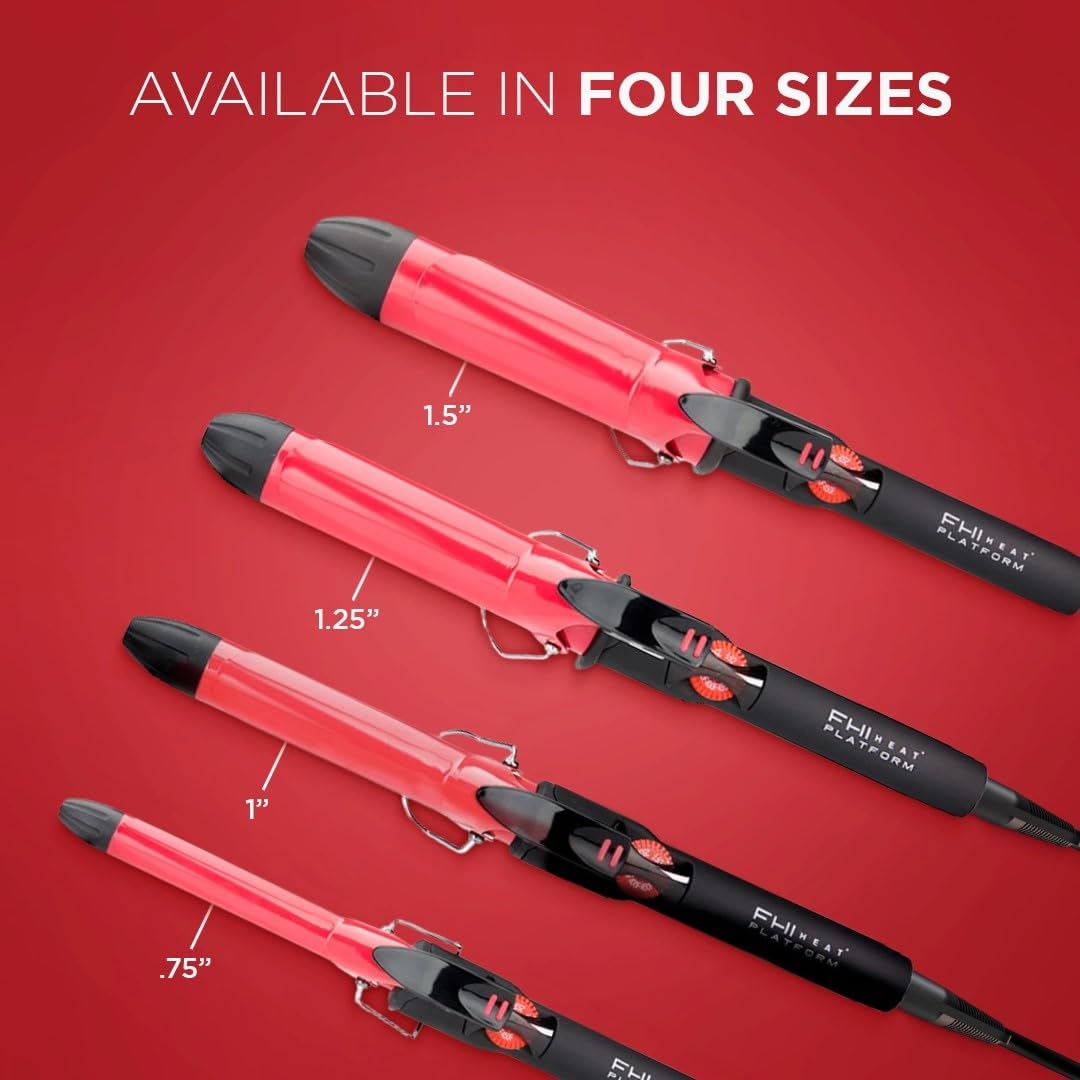 FHI Heat Tourmaline Ceramic Professional Hair Curling Iron - 1 Inch Barrel for Salon-Quality Waves & Curls - Perfect for Home Styling, Weddings & Special Events