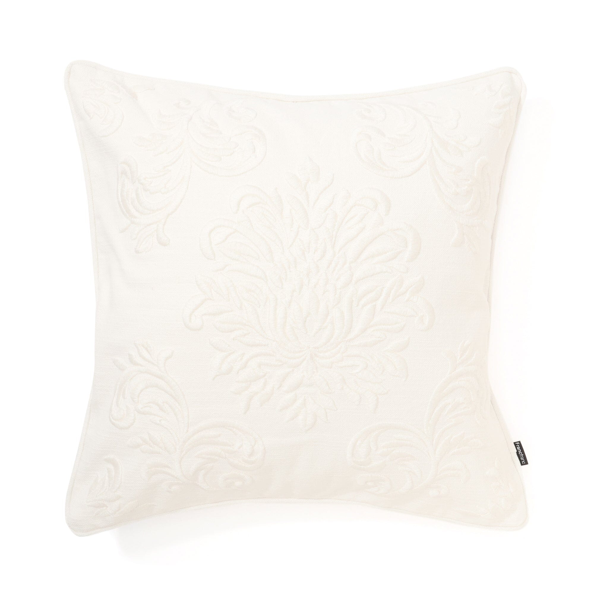 EMB Ornament D Cushion Cover 45x45cm White - Perfect for Sofa, Bed & Home Decor