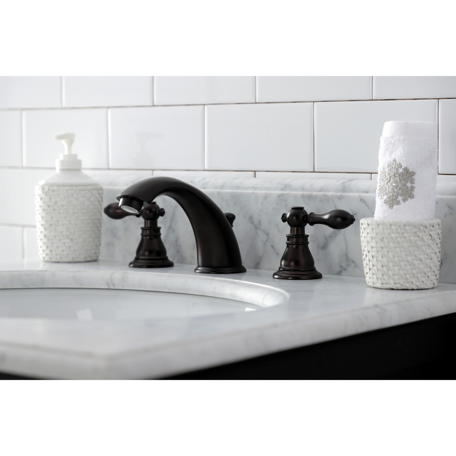 American Classic KB965ACL Oil Rubbed Bronze Widespread Bathroom Faucet - 3 Hole Deck Mount with Pop Up Drain - Perfect for Modern Bathroom Vanities and Powder Rooms
