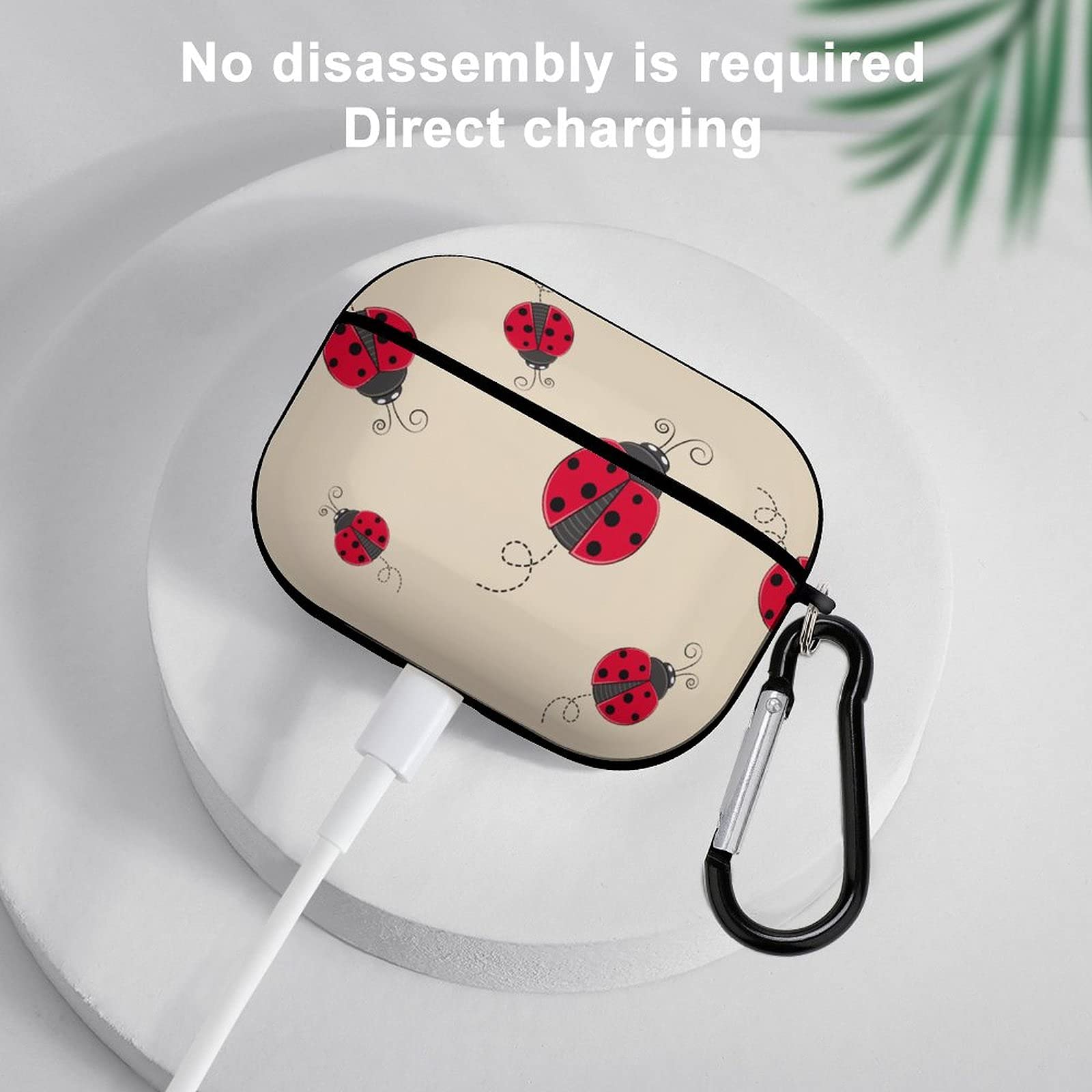 Cute Red Ladybug Cartoon AirPods Pro Case Cover with Keychain - Shockproof Protective Wireless Charging Headphone Accessories for Men & Women - Perfect for Travel, Work, and Daily Use