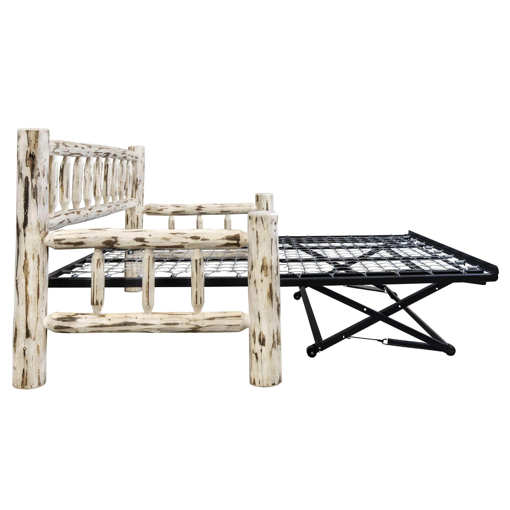 Montana Woodworks Collection Day Bed with Pop-Up Trundle - Unfinished Solid Wood Daybed for Guest Room, Kids Room & Dorm - Perfect for Sleepovers, Small Spaces & Extra Seating